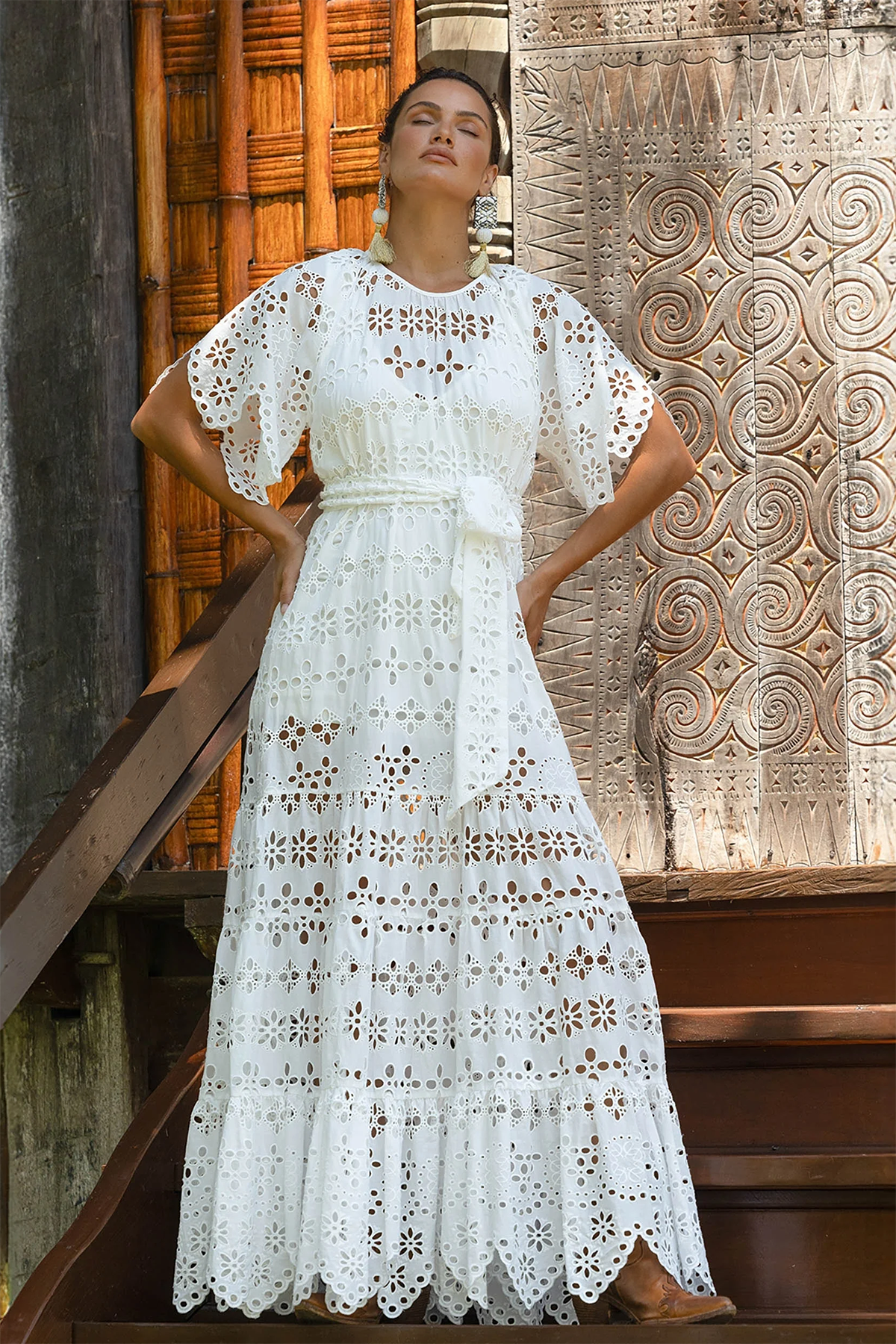Miss June Damen Maxikleid Sable Weiss WEISS Bild 2