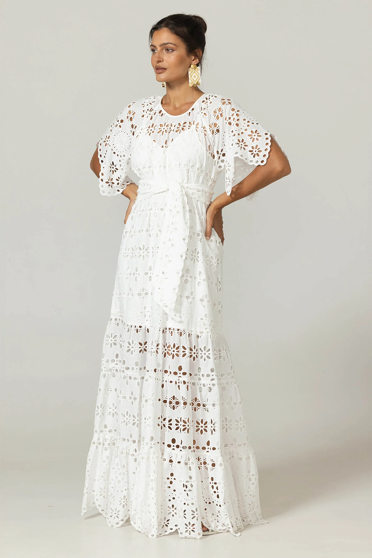 Miss June Damen Maxikleid Sable Weiss WEISS Bild 3