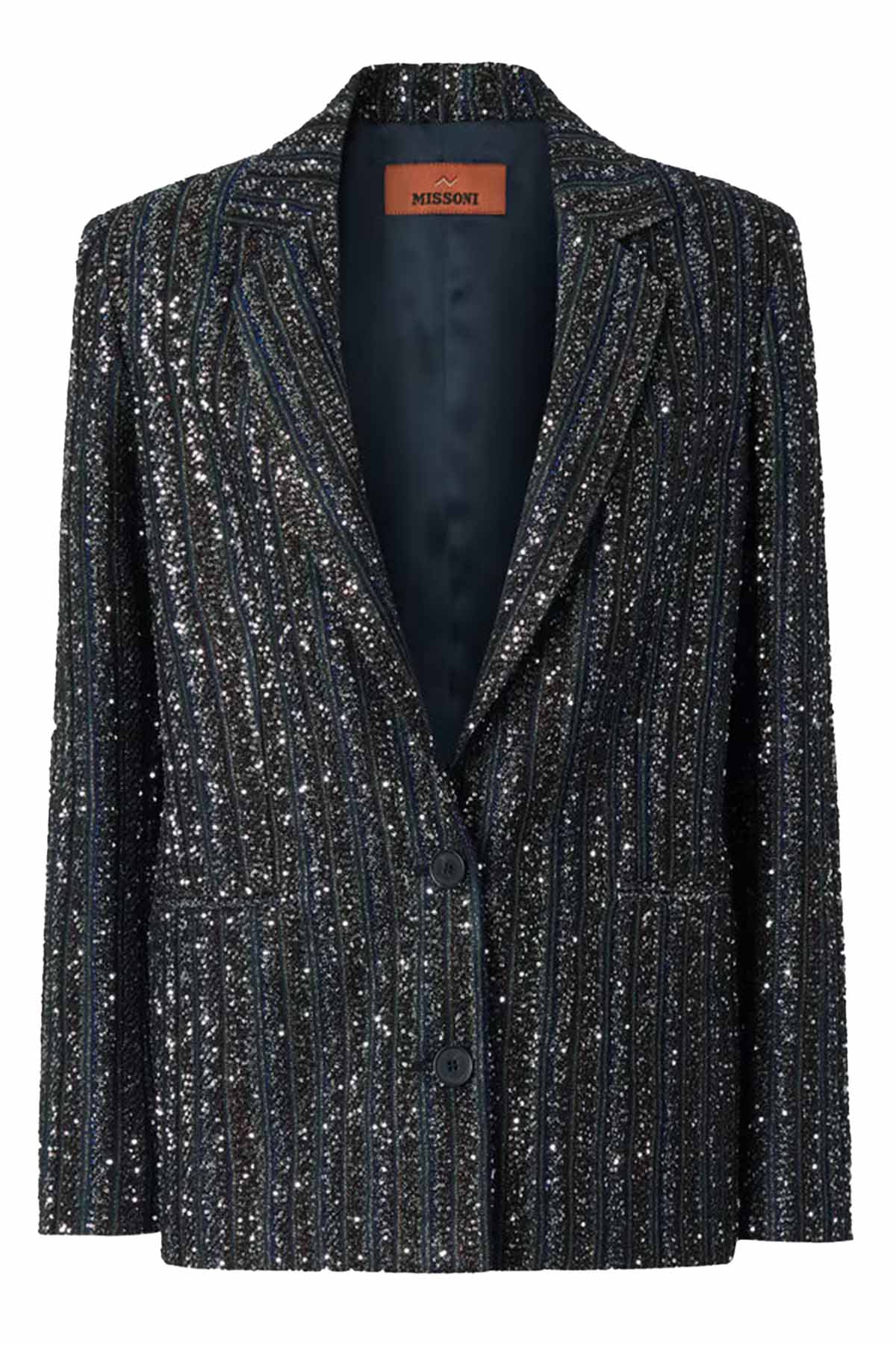 Missoni Damen Blazer aus gestreiftem Lamé-Strick Mehrfarbig SMSPD Bild 1