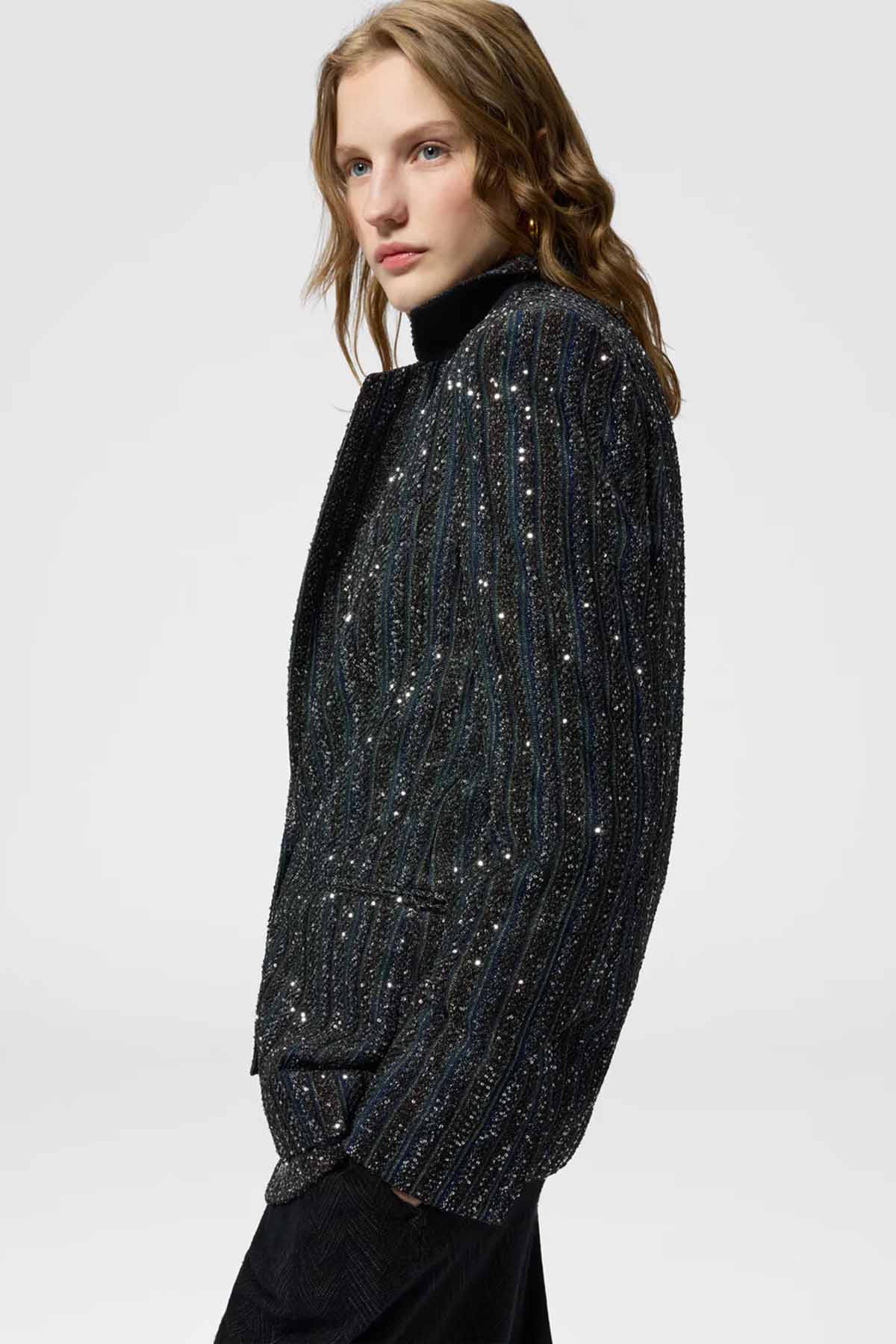 Missoni Damen Blazer aus gestreiftem Lamé-Strick Mehrfarbig SMSPD Bild 4