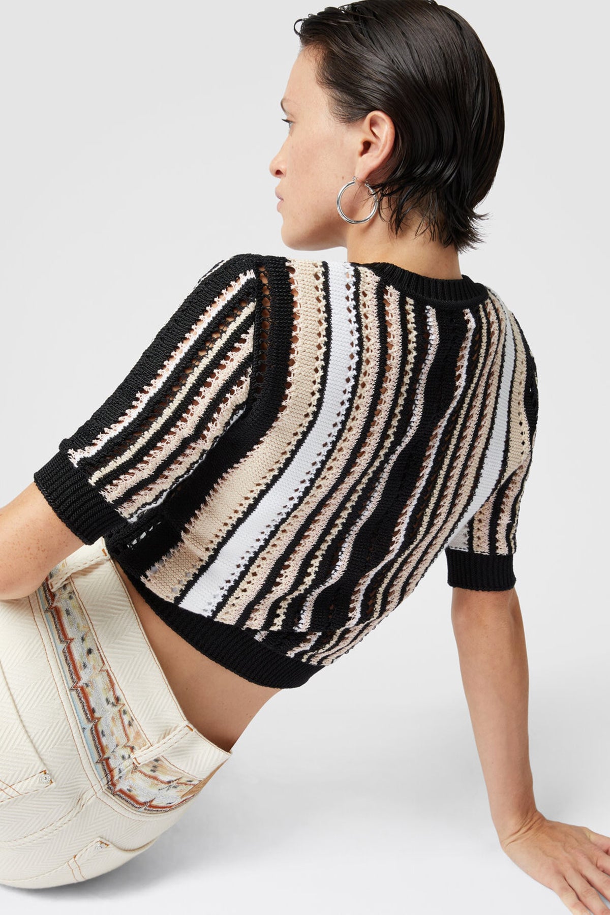 Missoni Damen Häkelpullover Schwarz/Beige SCHWARZ Bild 4