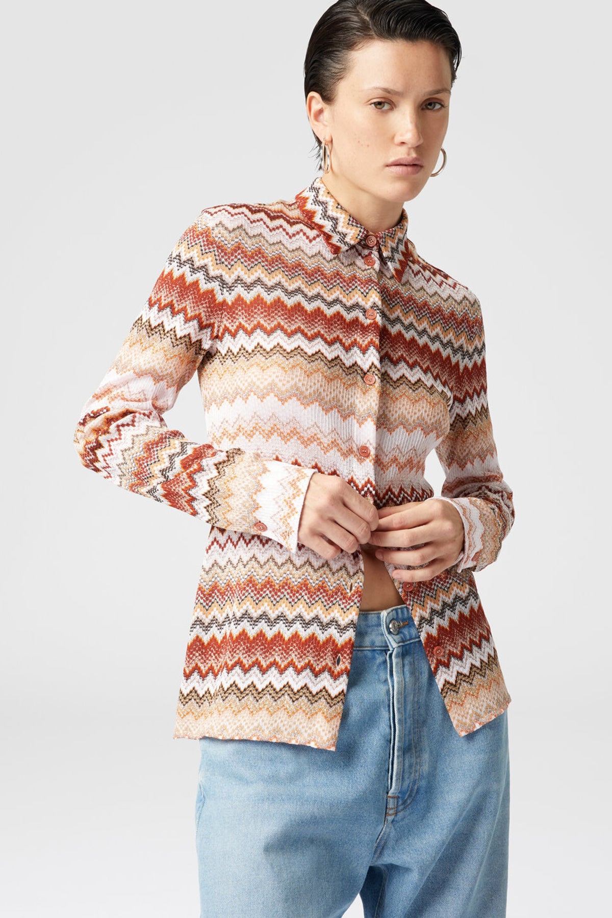 Missoni Damen Hemdbluse mit Zick-Zack-Muster Braun BRAUN Bild 4