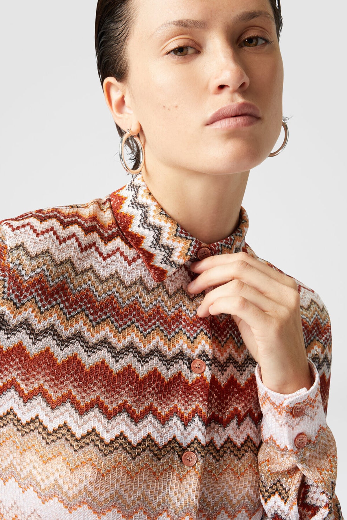 Missoni Damen Hemdbluse mit Zick-Zack-Muster Braun BRAUN Bild 5