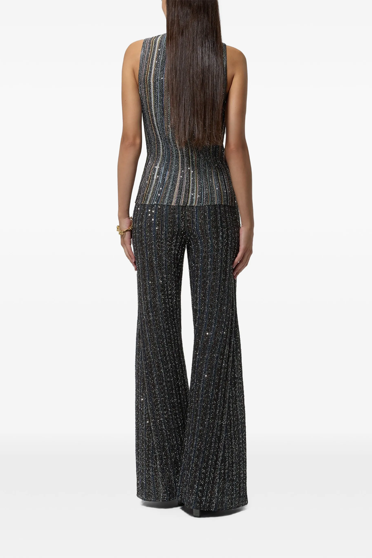 Missoni Damen Hose aus gestreiftem Lamé-Strick Mehrfarbig SMSPD Bild 3