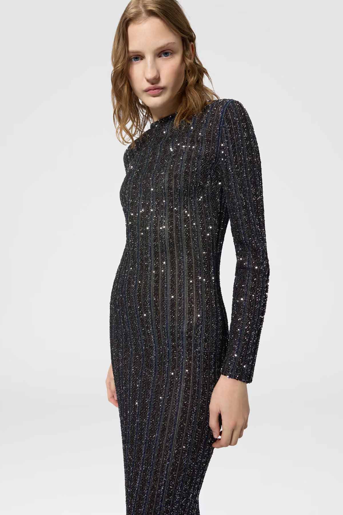 Missoni Damen Maxi-Strickkleid mit Pailetten Mehrfarbig SMSPS Bild 4