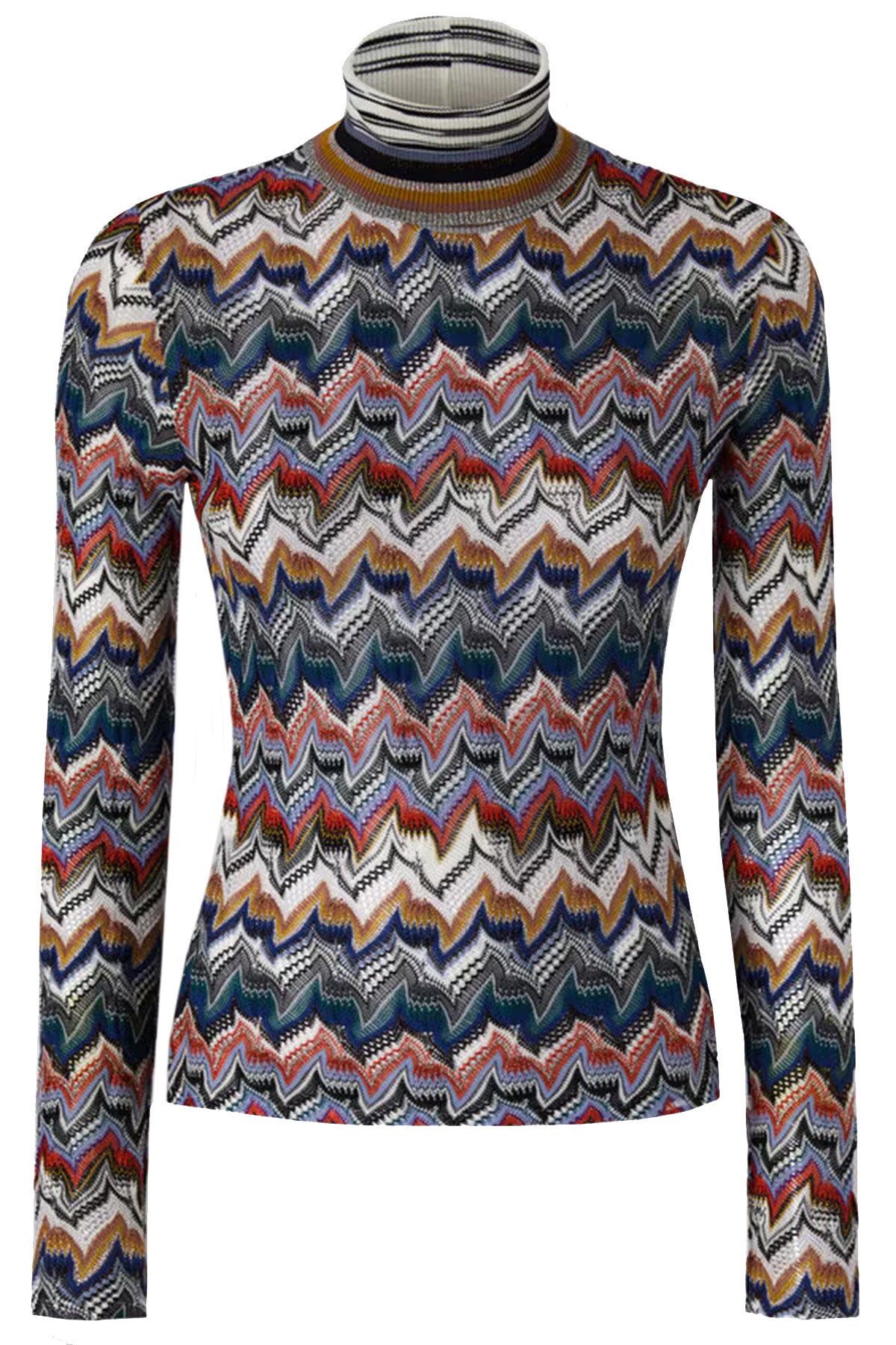 Missoni Damen Rollkragenpullover aus strukturierter Spitze Bunt SM9R3 Bild 1