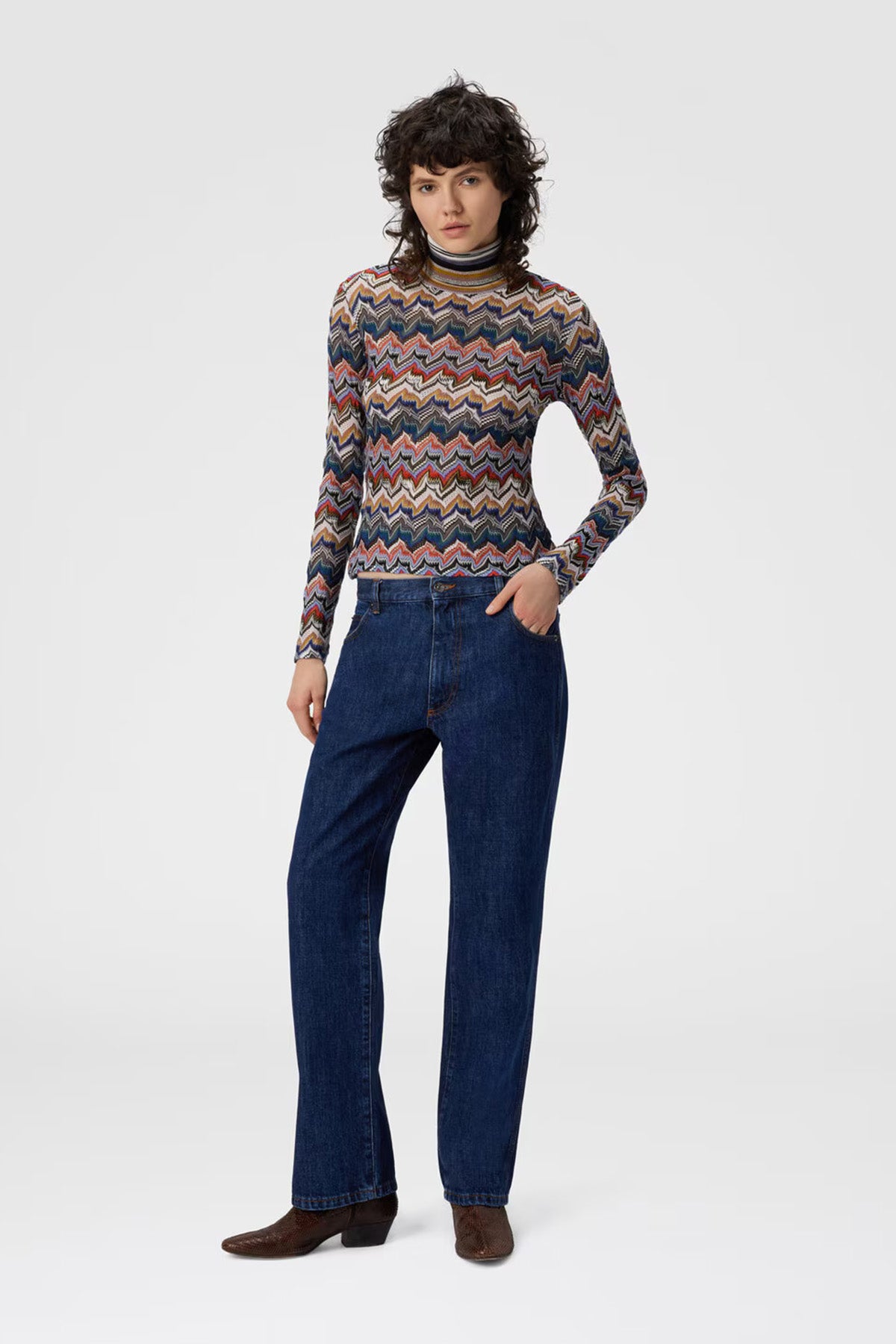 Missoni Damen Rollkragenpullover aus strukturierter Spitze Bunt SM9R3 Bild 2
