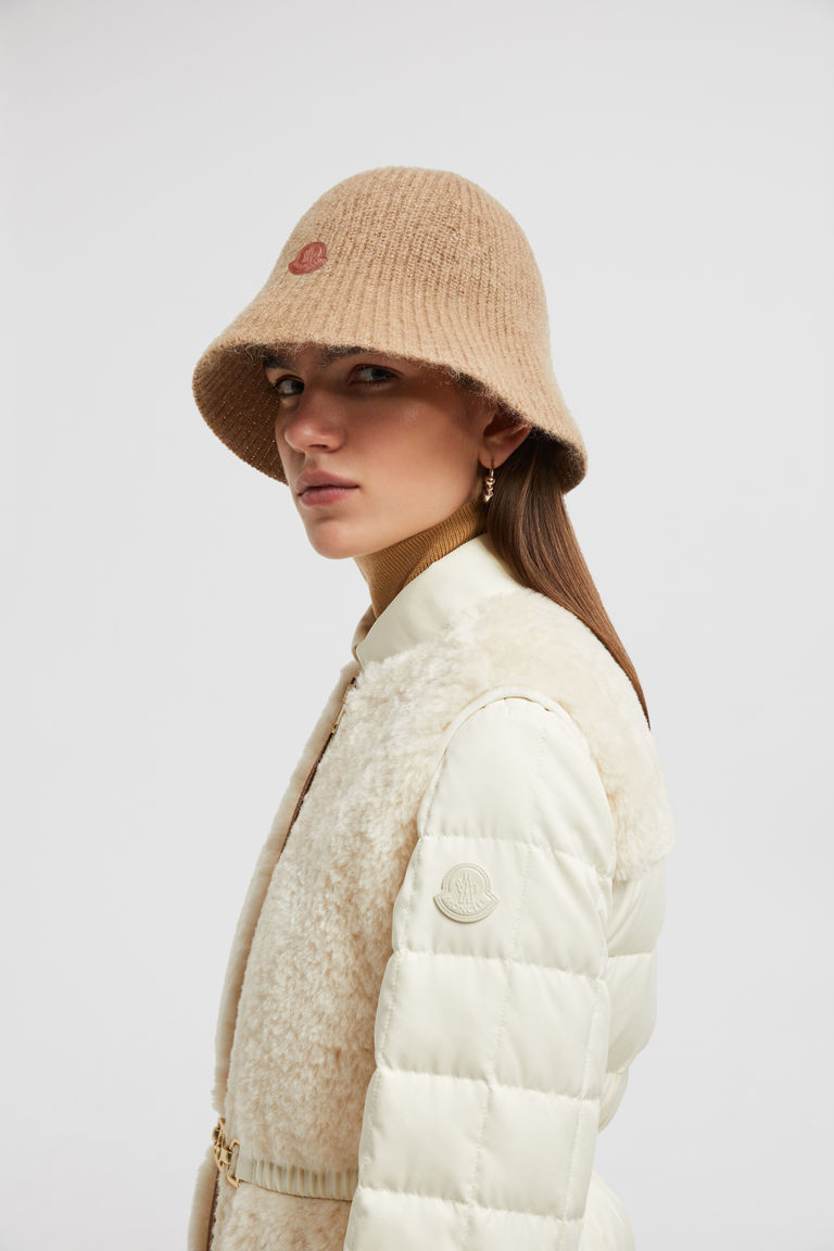 Moncler Damen Fischerhut aus Wolle und Mohair Sand-Beige BEIGE Bild 2