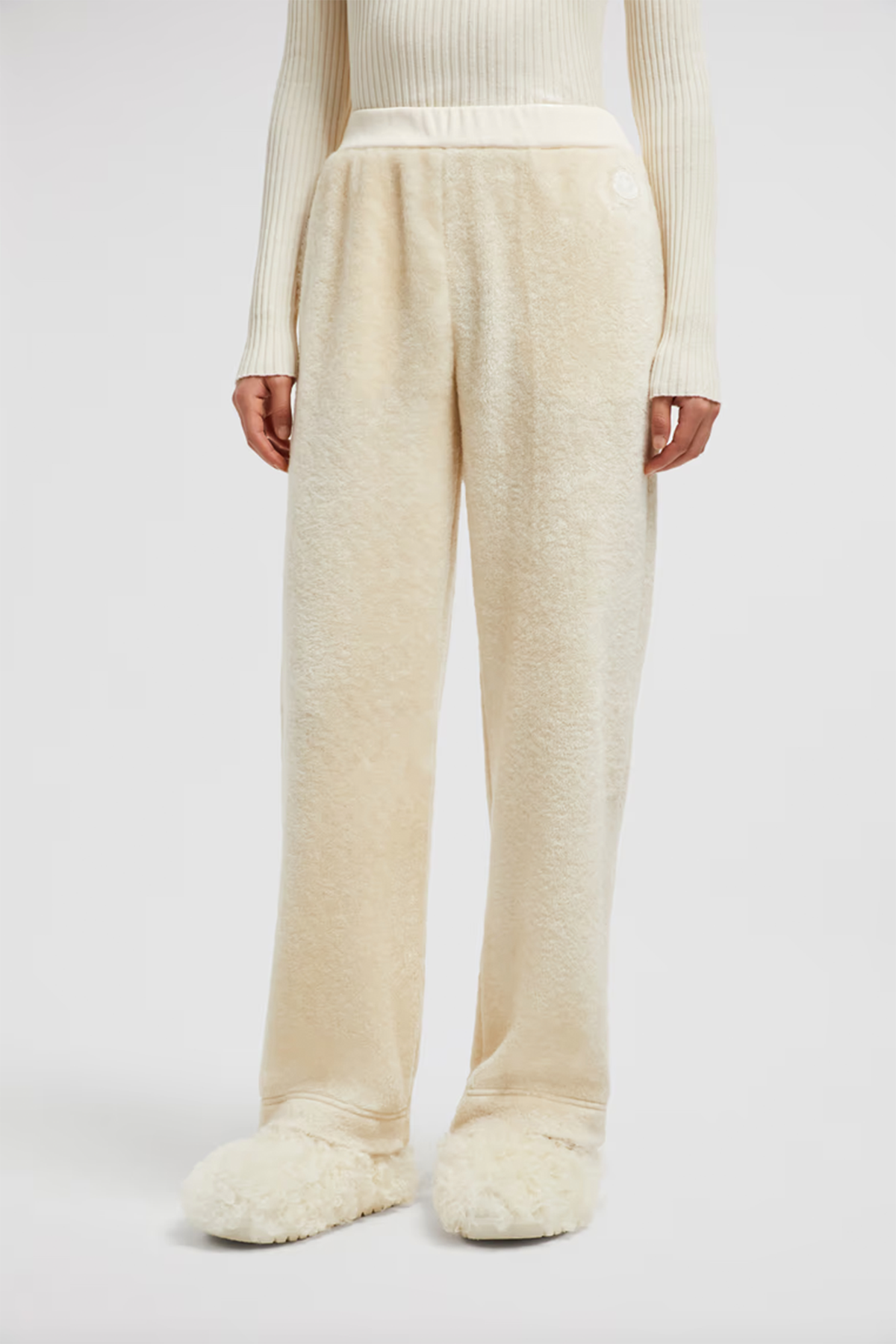 Moncler Damen Jogginghose aus Teddy Creme Weiss NATUR-WEISS Bild 3