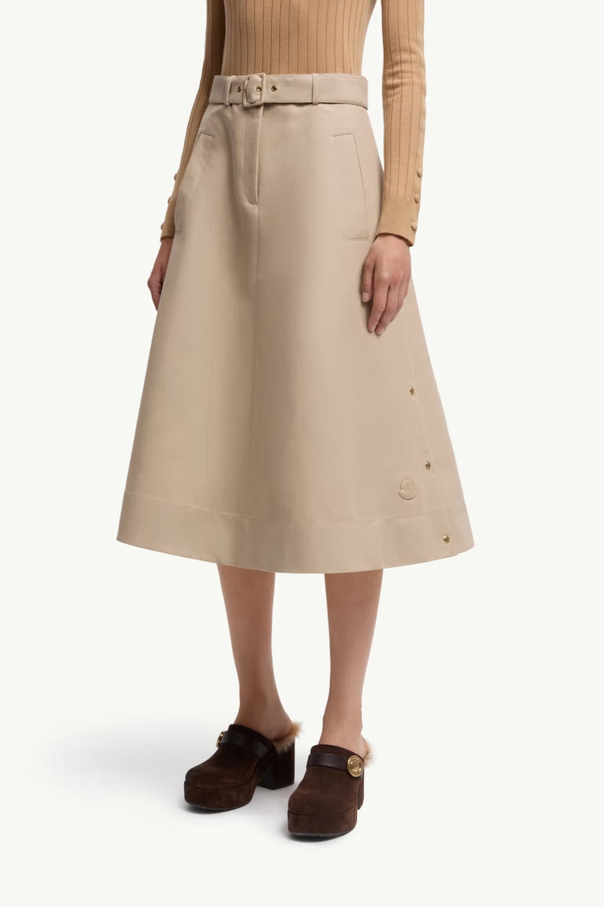 Moncler Damen Midirock Beige 23S Bild 3