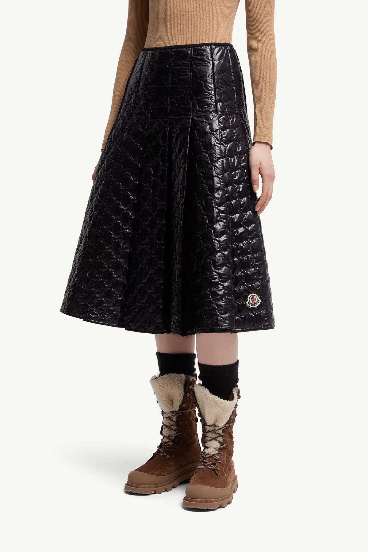 Moncler Damen Midirock mit Steppung Schwarz 999 Bild 3