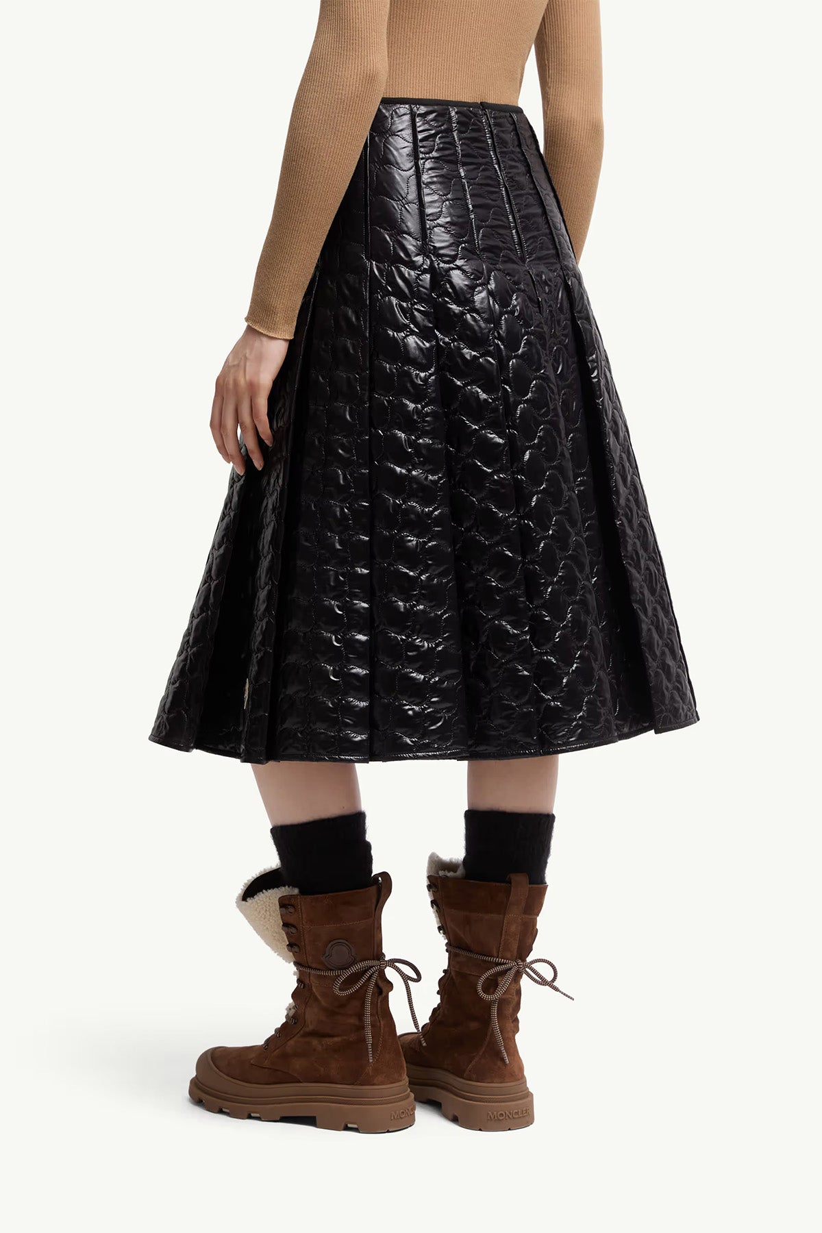 Moncler Damen Midirock mit Steppung Schwarz 999 Bild 4