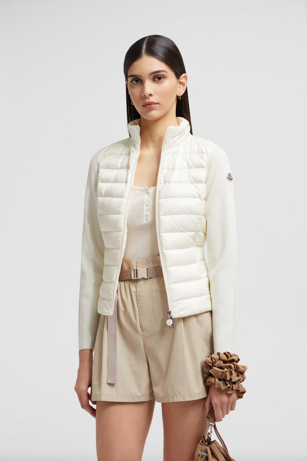 Moncler Damen Strickjacke mit Daunenfront Weiss NATUR-WEISS Bild 3