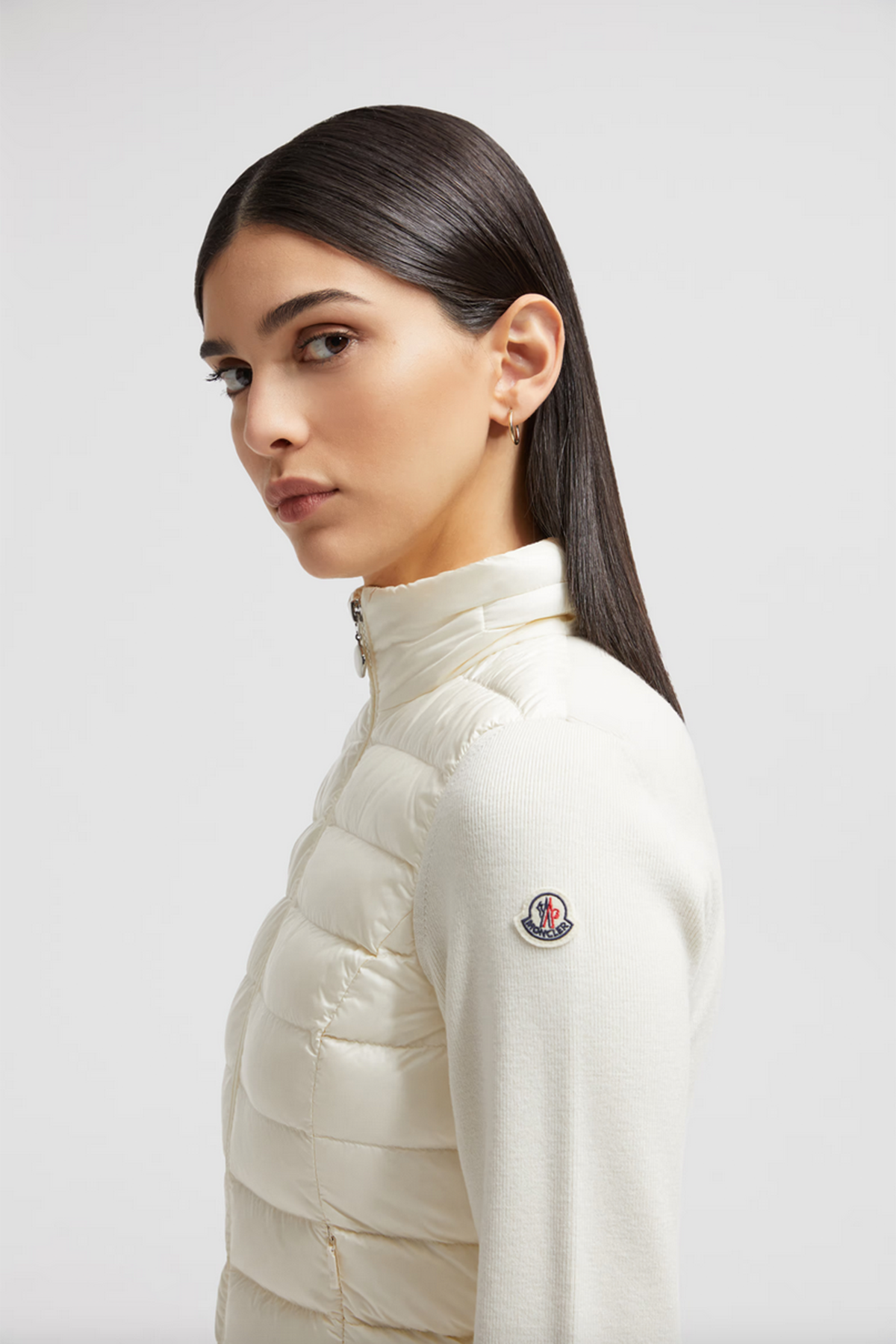 Moncler Damen Strickjacke mit Daunenfront Weiss NATUR-WEISS Bild 5