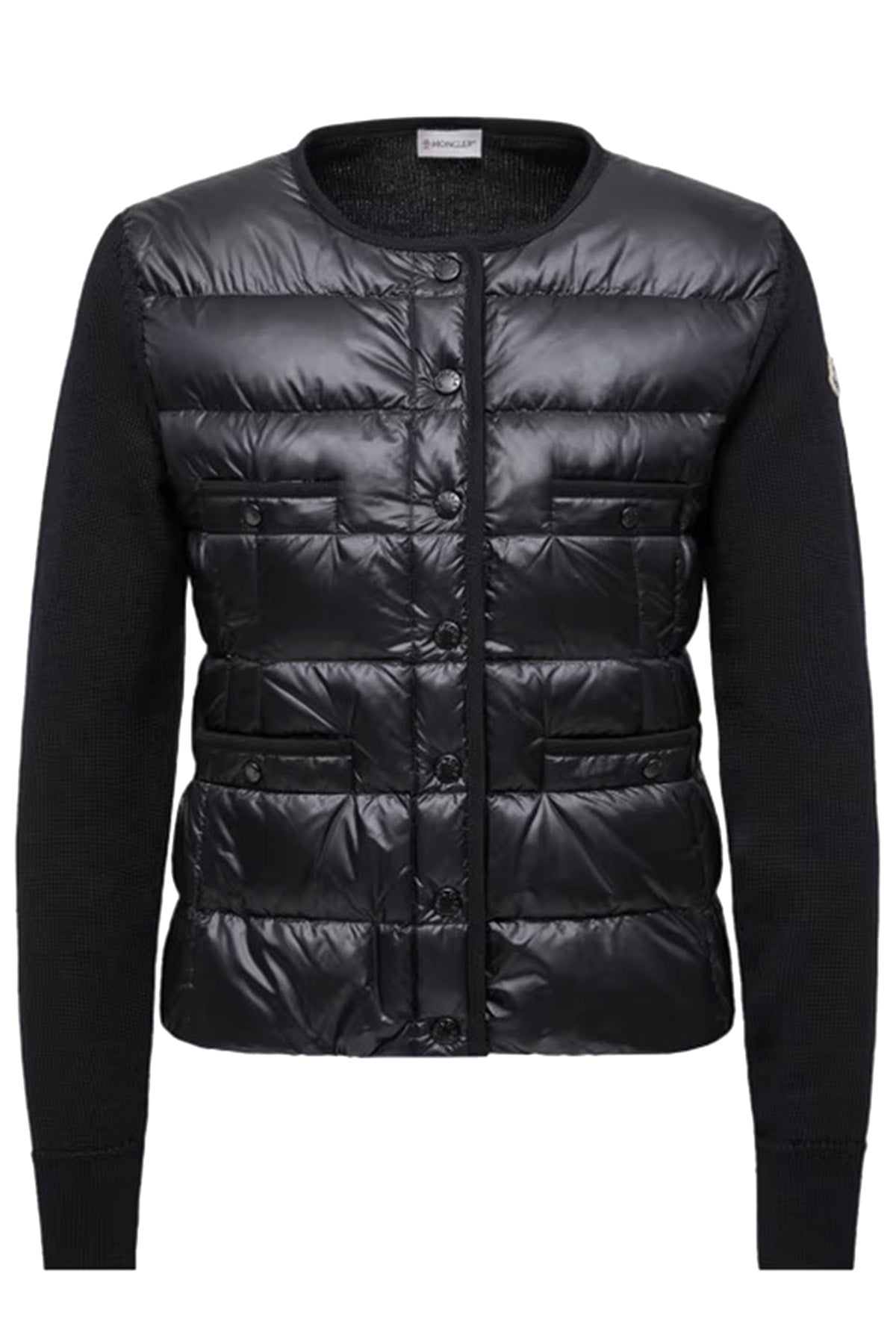 Moncler Damen Strickjacke mit Daunenfront Schwarz 999 Bild 1