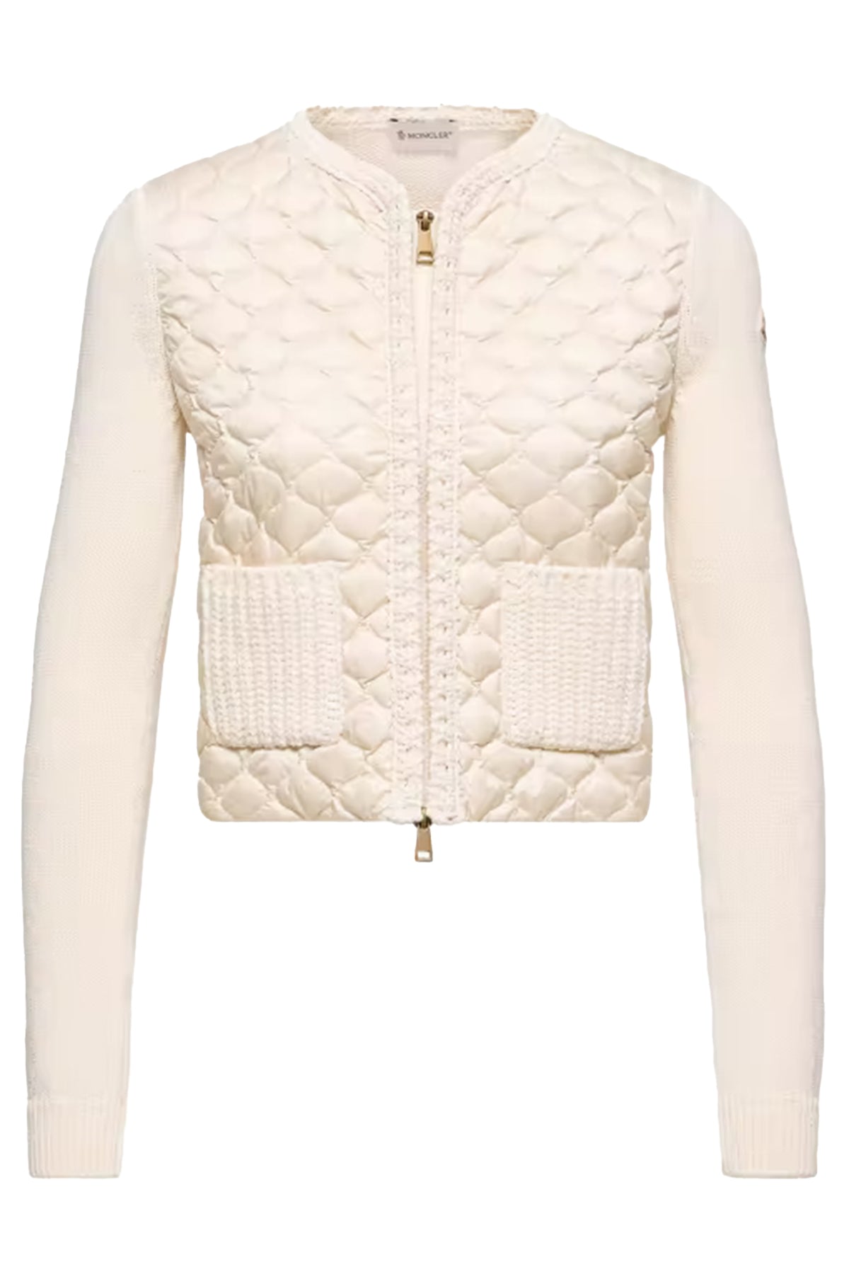 Moncler Damen Strickjacke mit Daunenfront Natur-Weiss NATUR-WEISS Bild 1