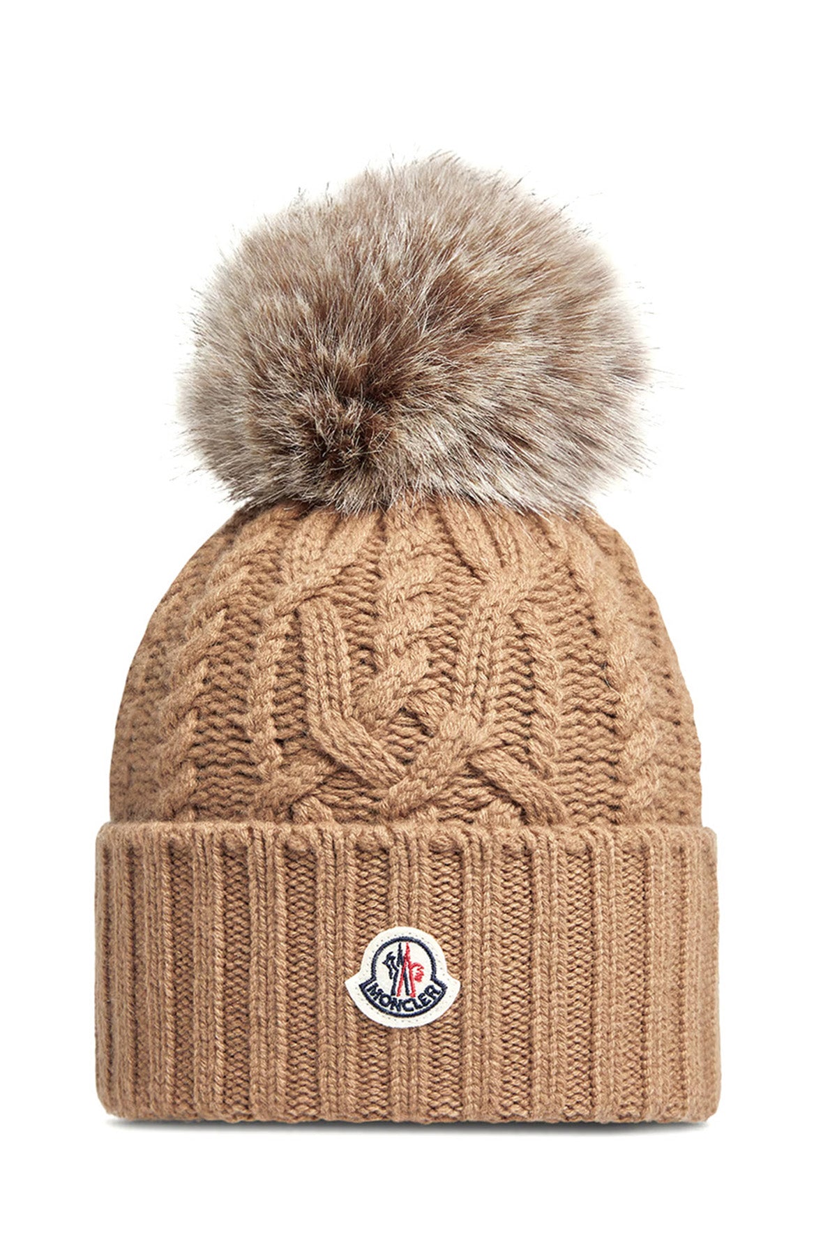 Moncler Damen Strickmütze mit Bommel Beige 235 Bild 1