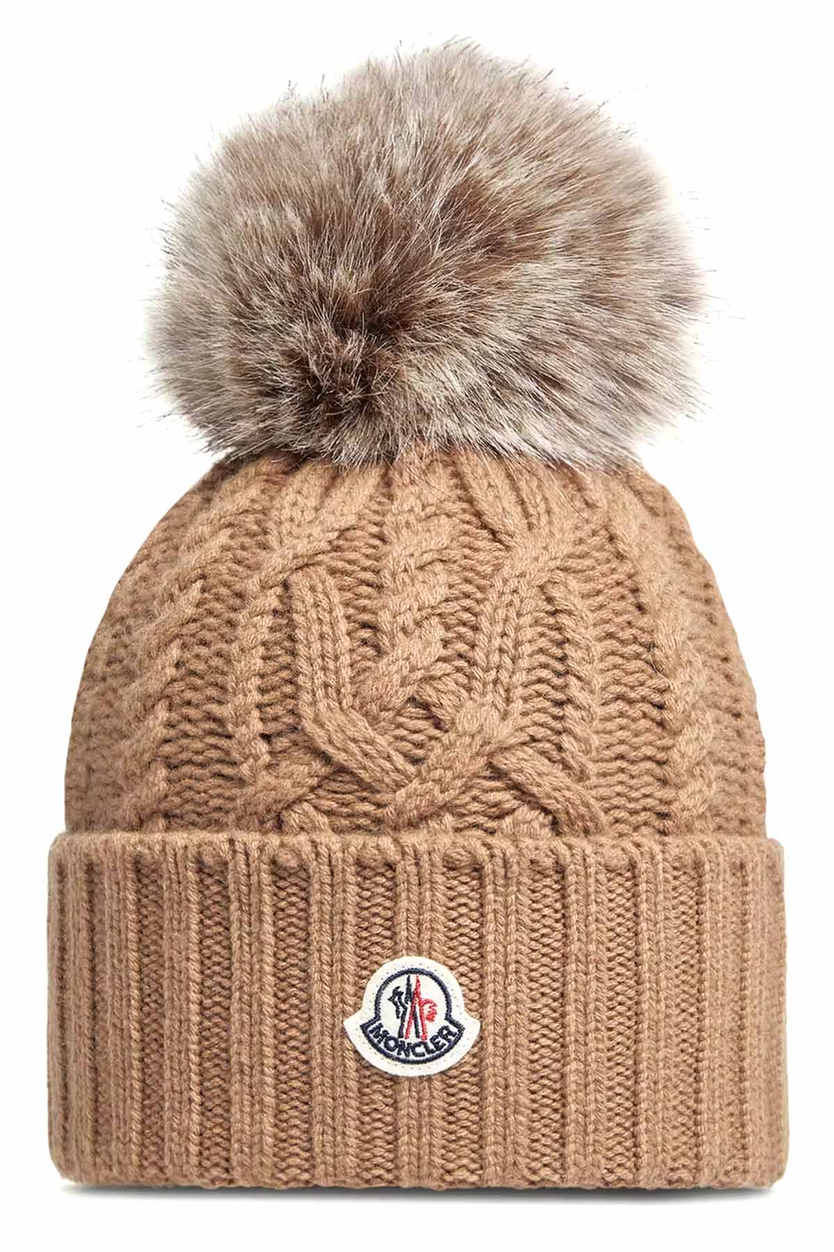 Moncler Damen Strickmütze mit Bommel Beige 235 Bild 1
