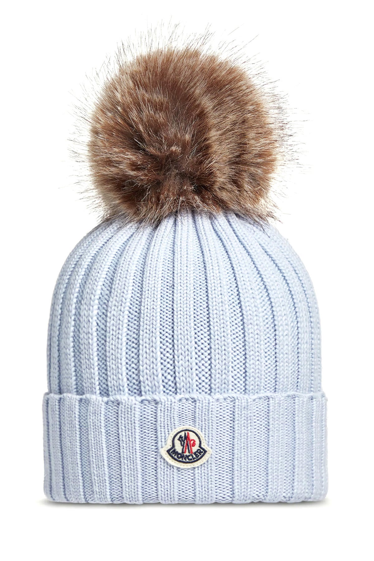 Moncler Damen Strickmütze mit Bommel Hellblau 70t Bild 1