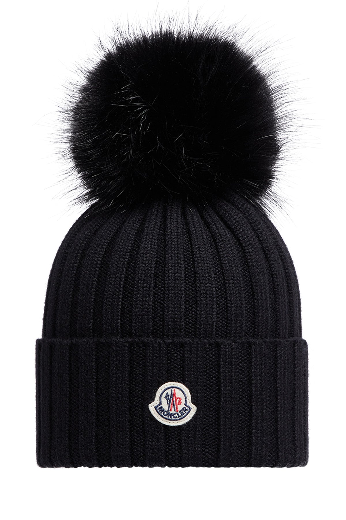Moncler Damen Strickmütze mit Bommel Schwarz SCHWARZ Bild 1
