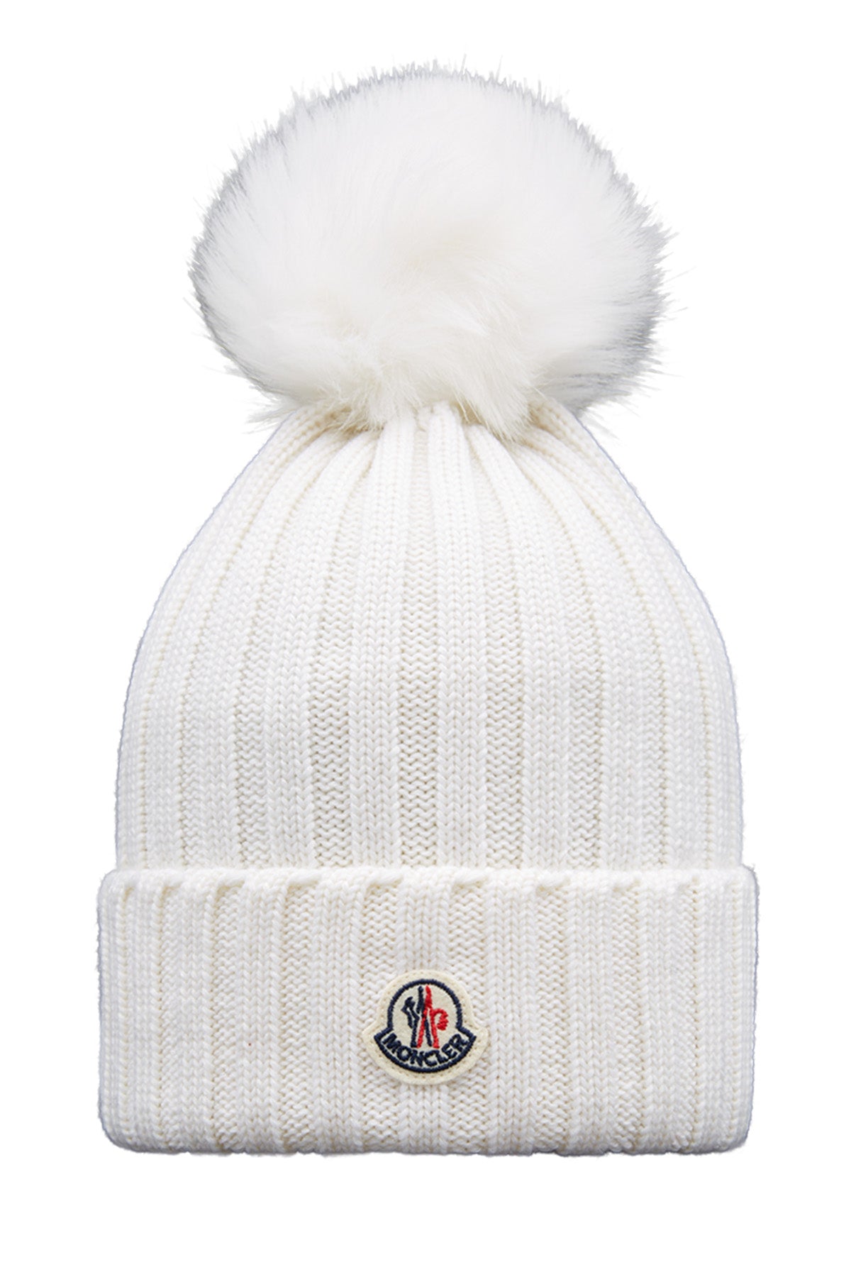 Moncler Damen Strickmütze mit Bommel Weiss NATUR-WEISS Bild 1