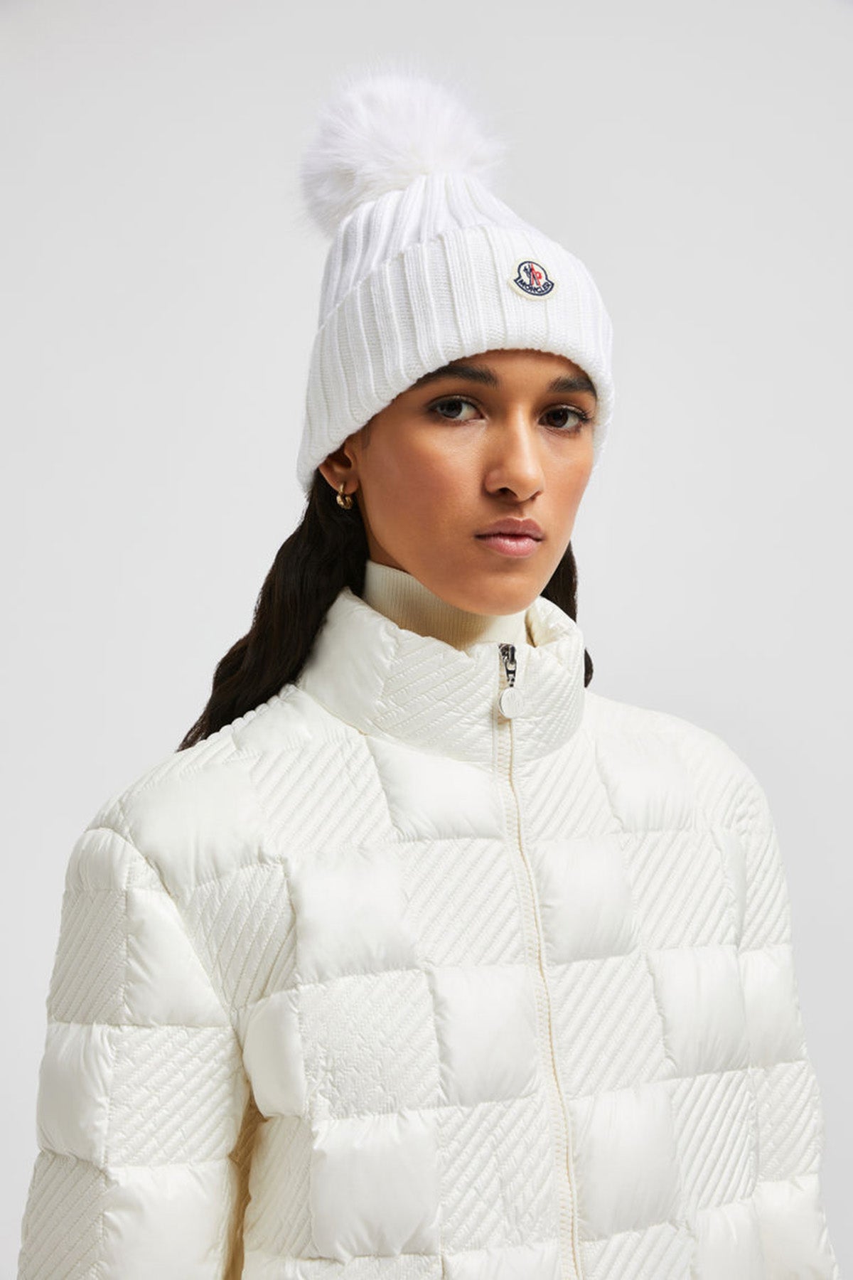 Moncler Damen Strickmütze mit Bommel Weiss NATUR-WEISS Bild 2