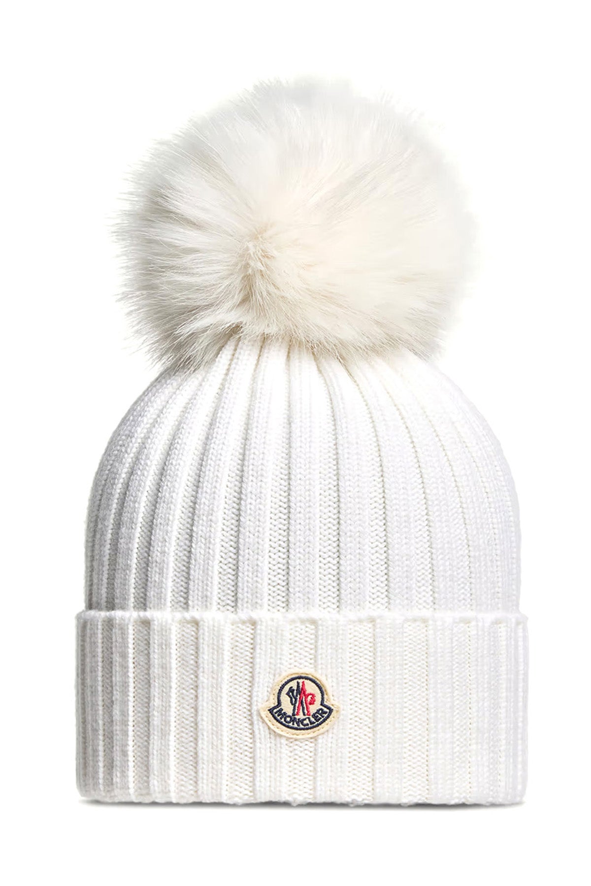 Moncler Damen Strickmütze mit Bommel Weiss 034 Bild 1