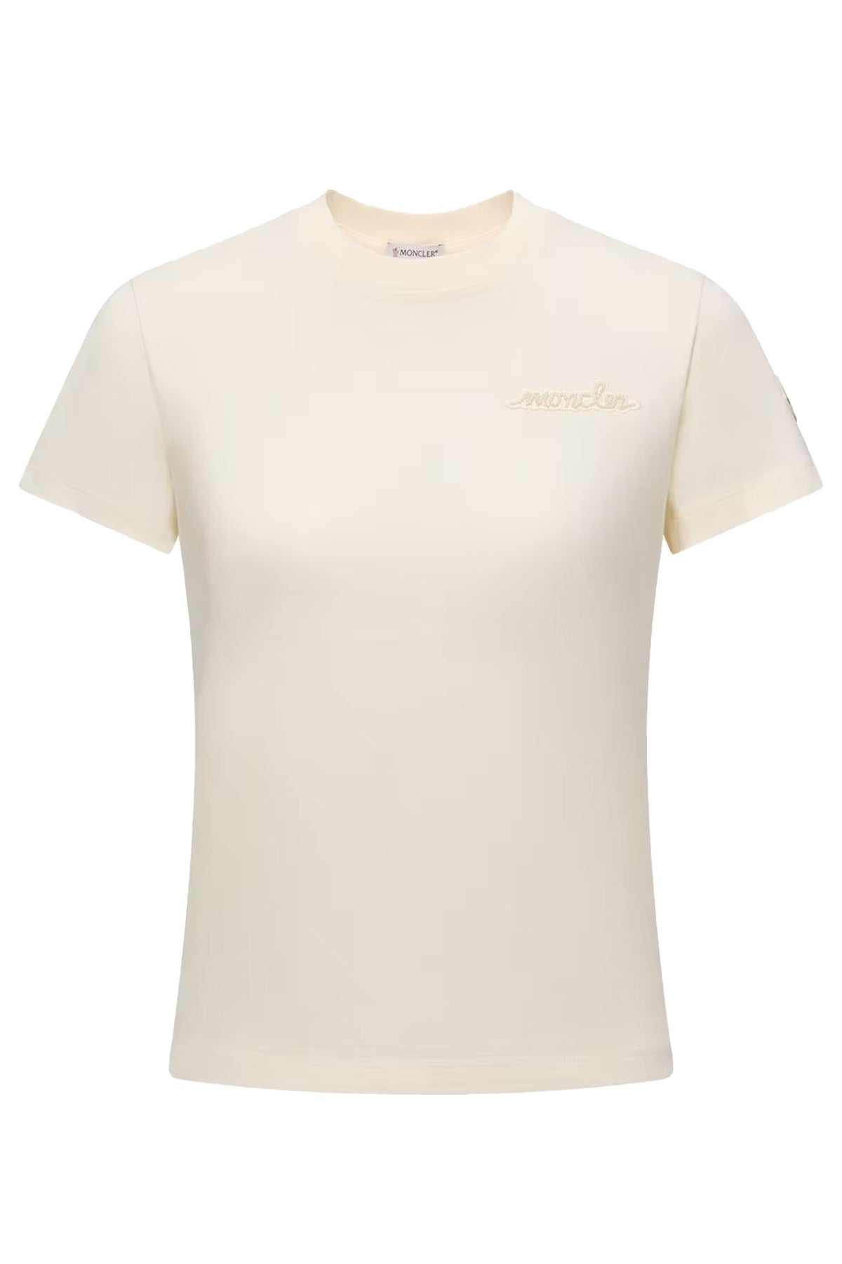 Moncler Damen T-Shirt mit Perlenlogo Weiss 034 Bild 1