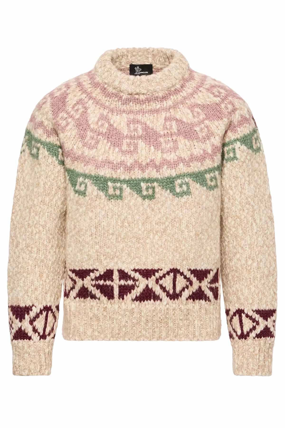 Moncler Grenoble Damen Strickpullover mit Jacquardmuster Hellbeige NATUR-WEISS Bild 1