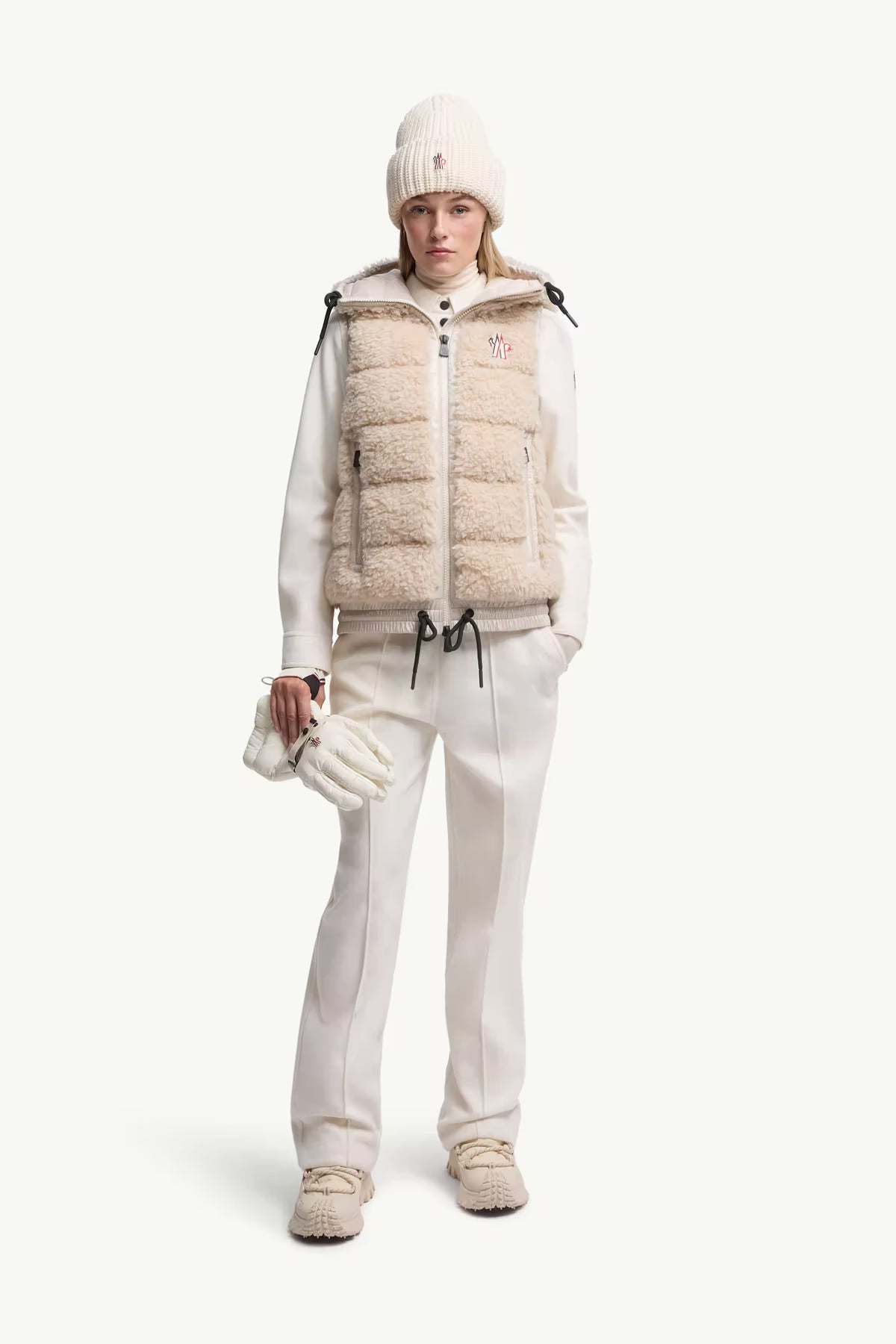 Moncler Grenoble Damen Teddy Weste Beige WEISS Bild 2