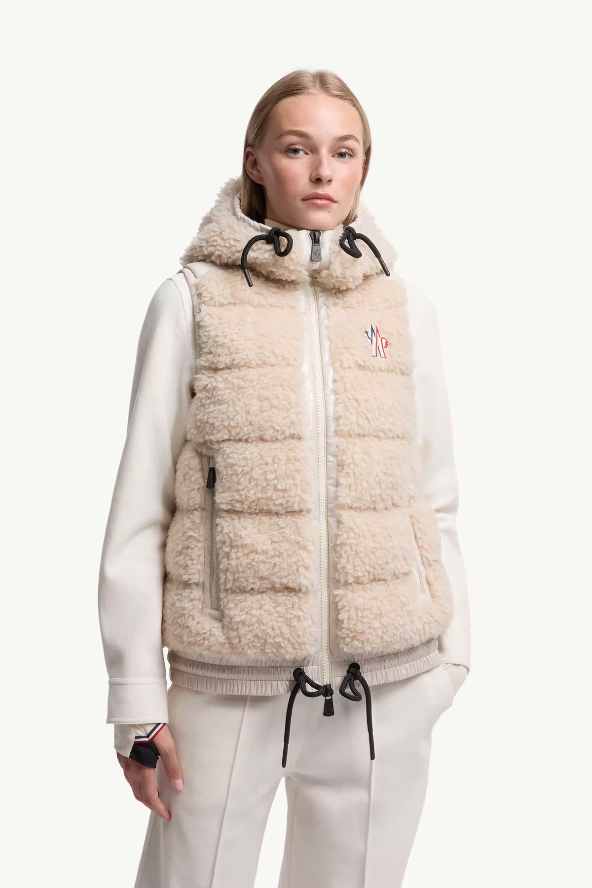 Moncler Grenoble Damen Teddy Weste Beige WEISS Bild 3