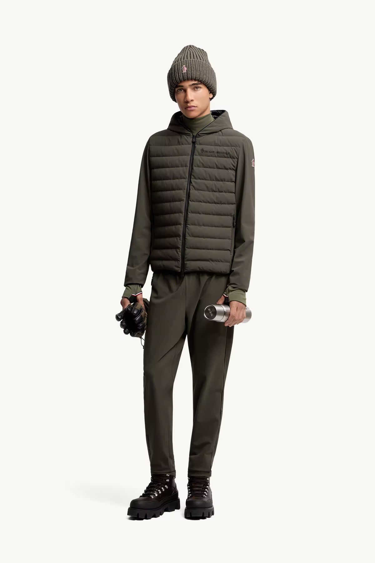 Moncler Grenoble Herren Sweatjacke mit Daunenfront Olive 82h Bild 2