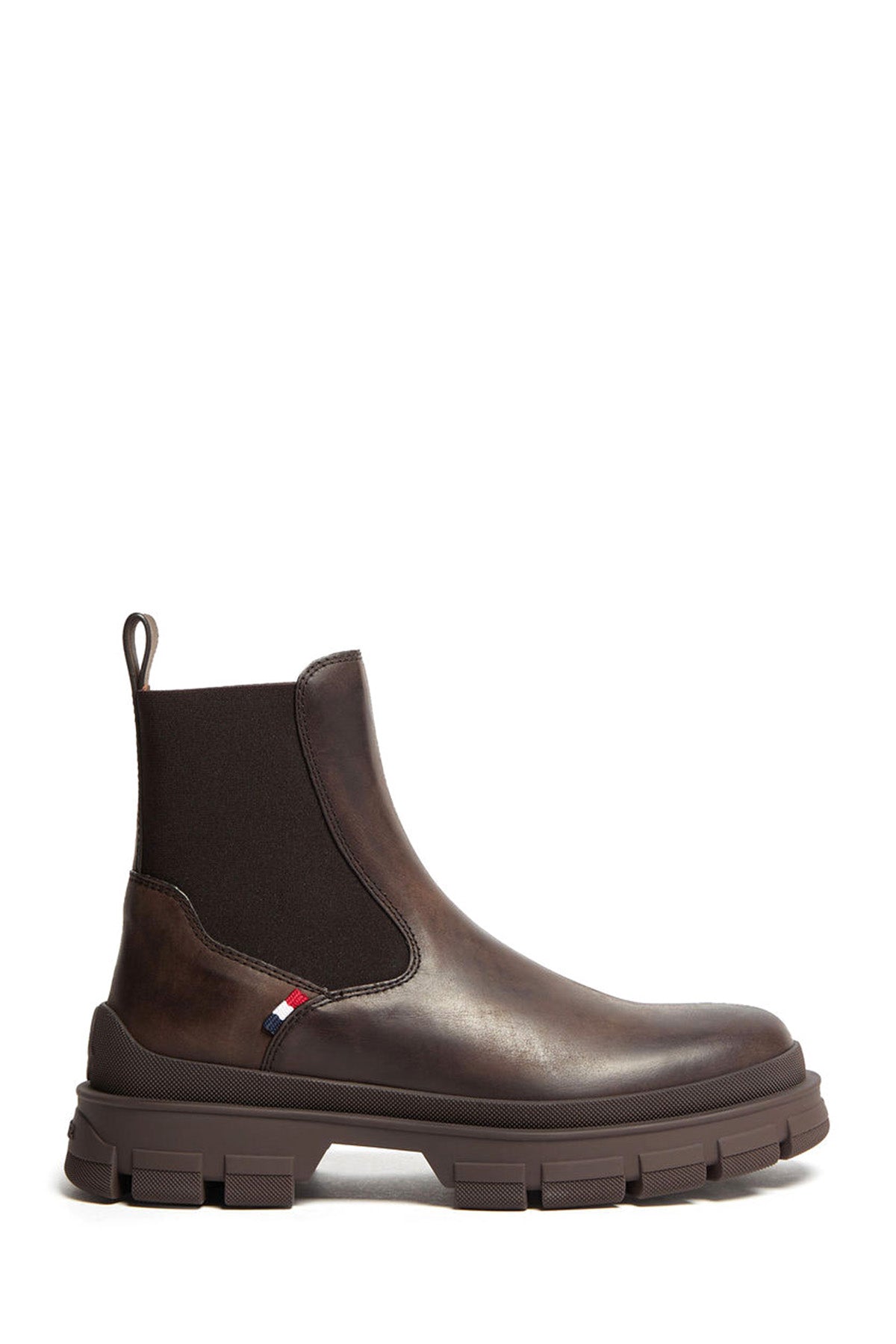 Moncler Herren Chelsea Lederstiefel Hevea Braun BRAUN Bild 1