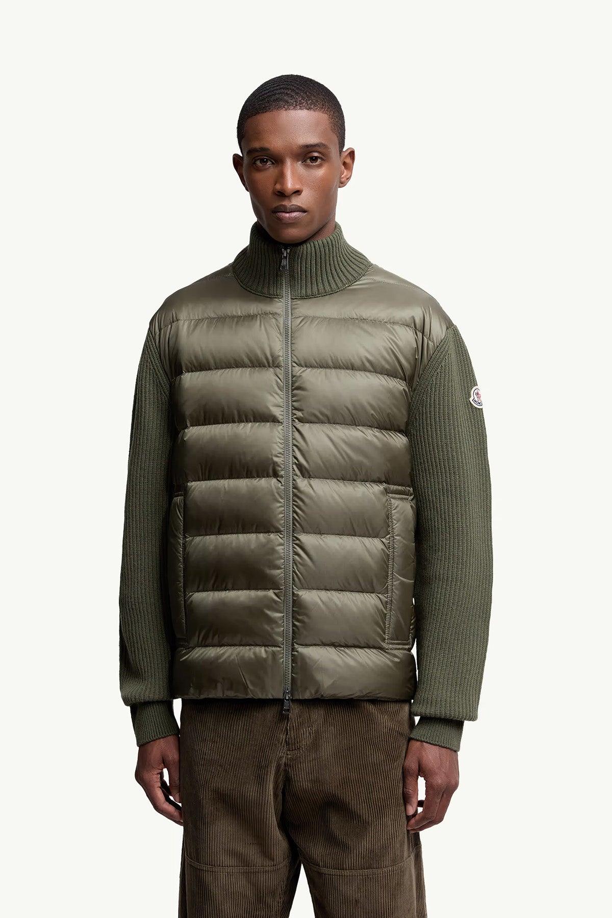 Moncler Herren Strickjacke mit Daunenfront Olive 818 Bild 3