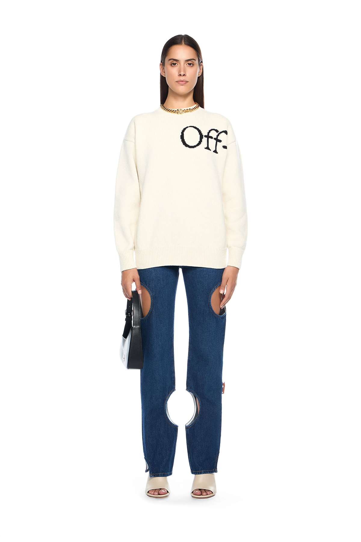Off-White Damen Bookish Knit Strickpullover Natur-Weiss 0110-white Bild 2