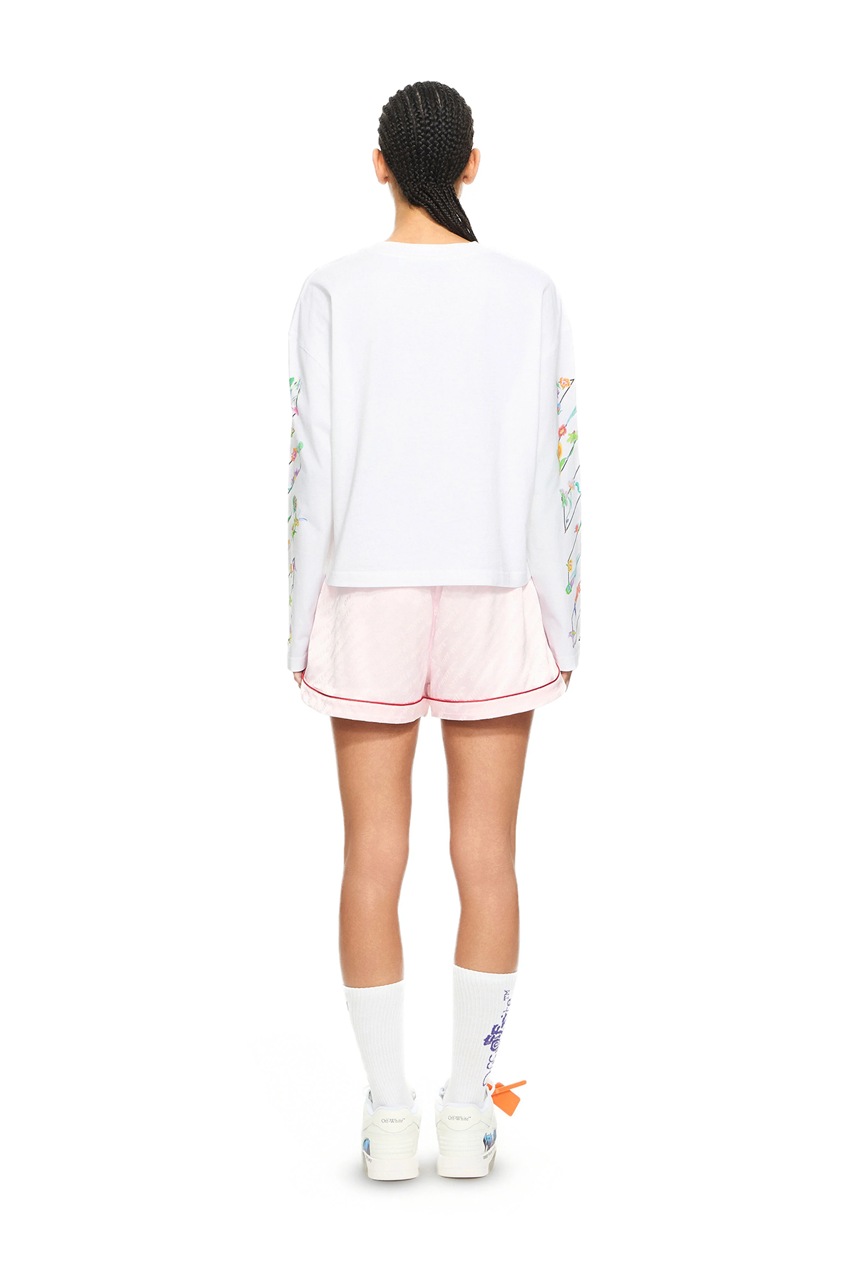 Off-White Damen Diagonal Glowing Flower Lamgarmshirt Weiss WEISS Bild 4