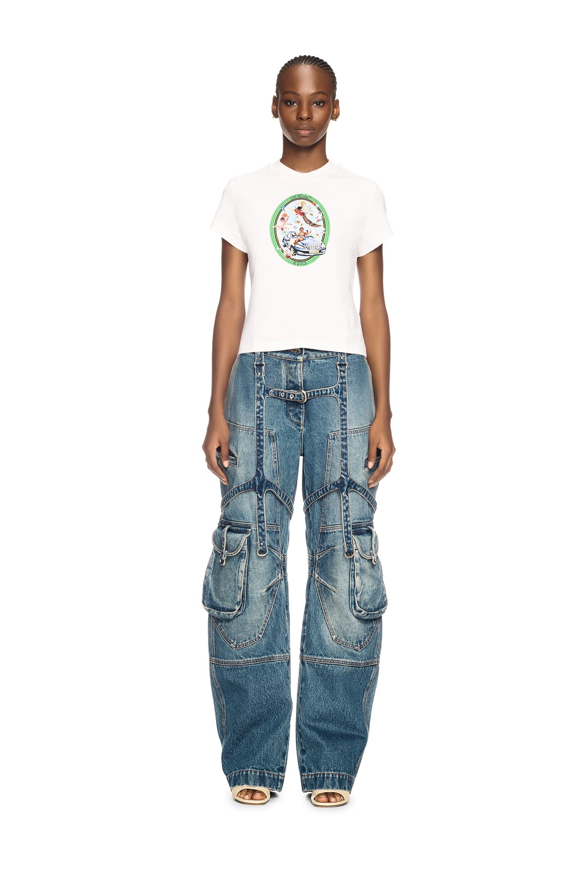 Off-White Damen Fresco Oval T-Shirt Weiss WEISS Bild 2