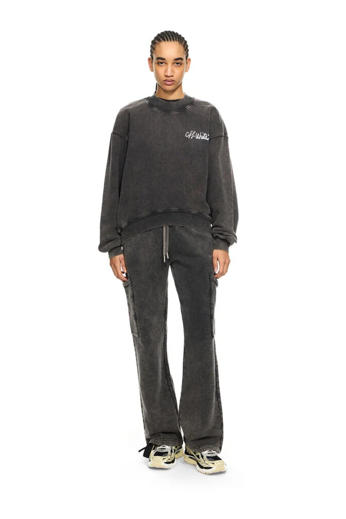 Off-White Damen Off Marker Over Crew Sweatshirt Schwarz 1301-Marble Black-White Bild 2