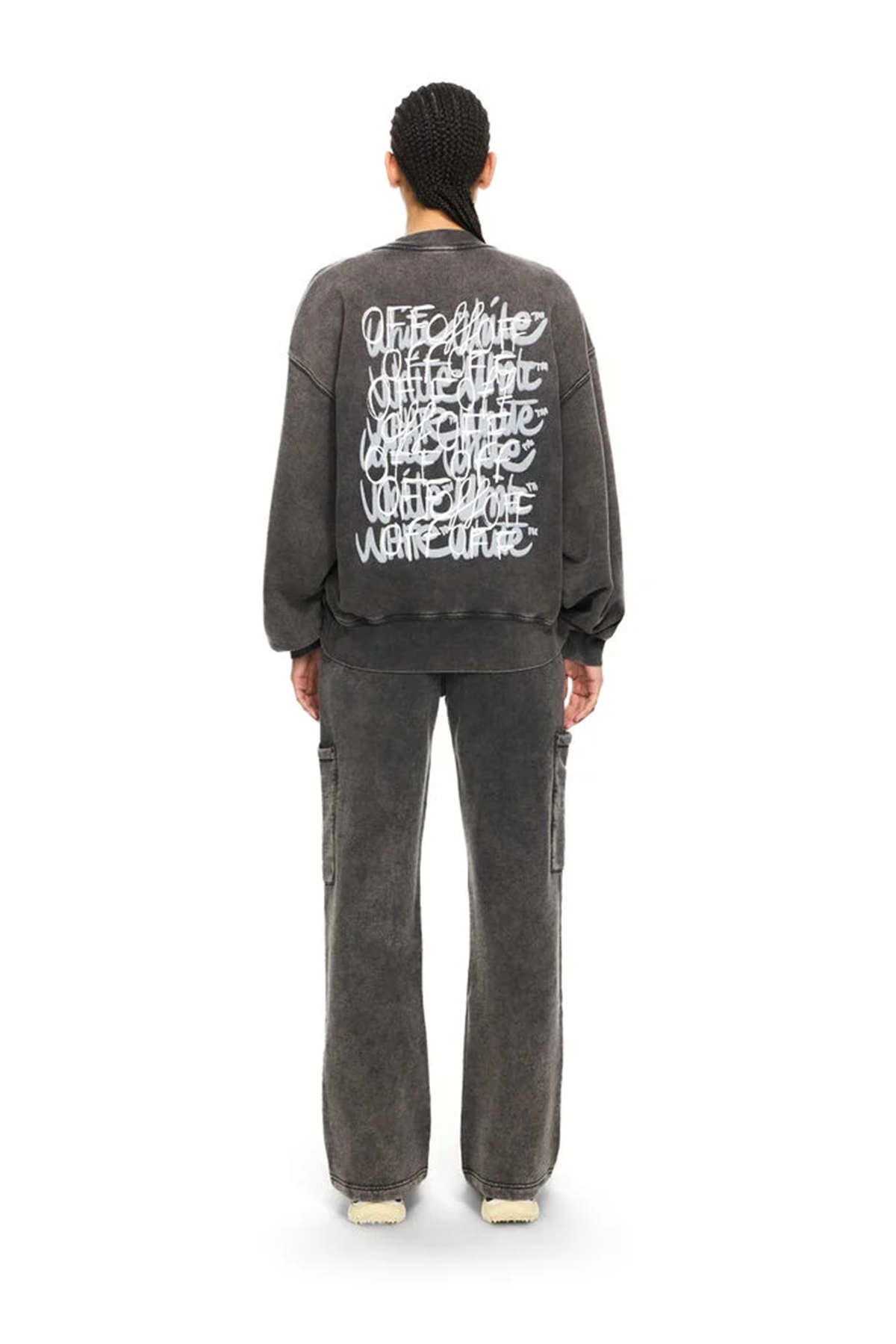 Off-White Damen Off Marker Over Crew Sweatshirt Schwarz 1301-Marble Black-White Bild 3