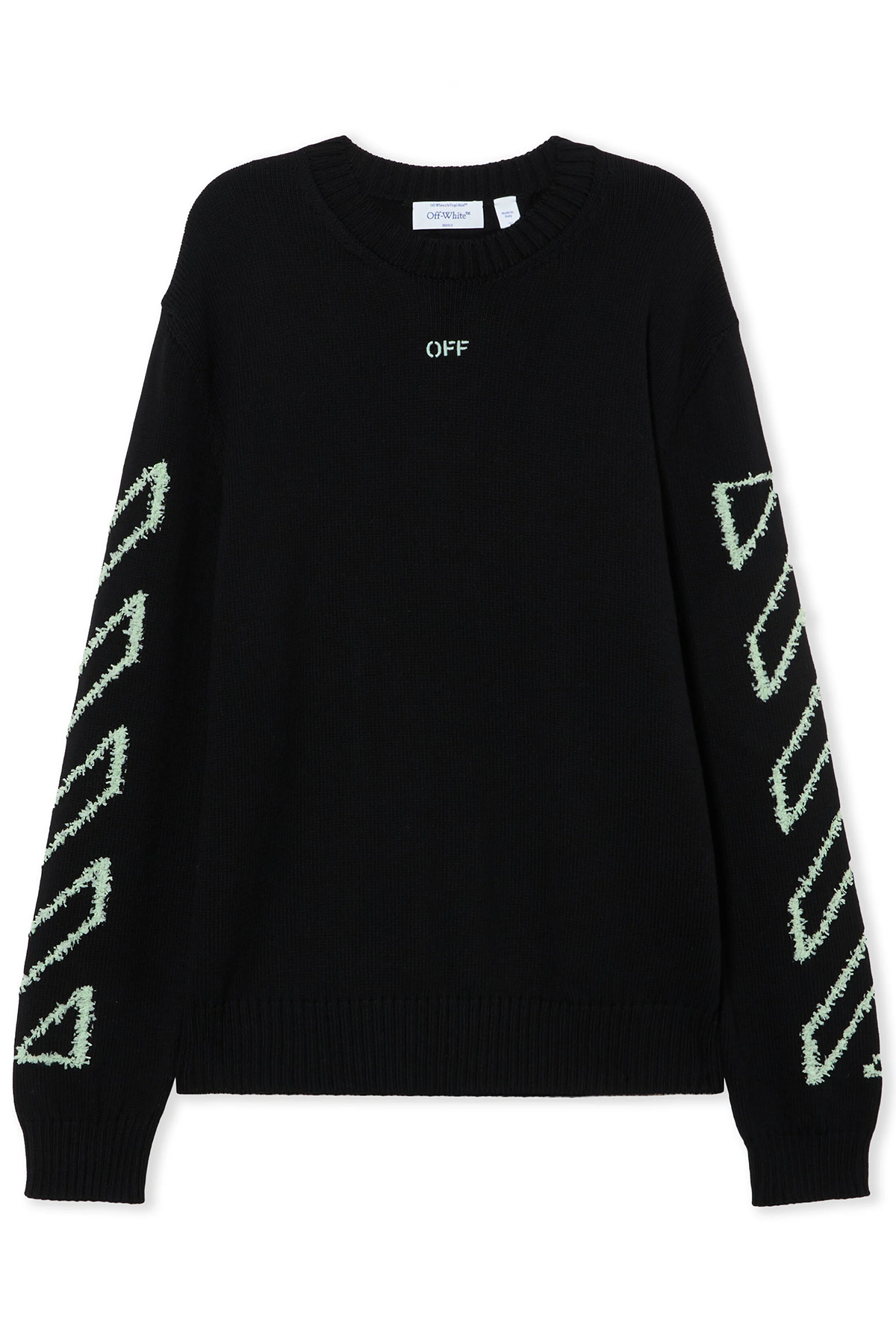 Off-White Herren Diagonal Arrow Fuzzy Crewneck Sweater Schwarz SCHWARZ Bild 1
