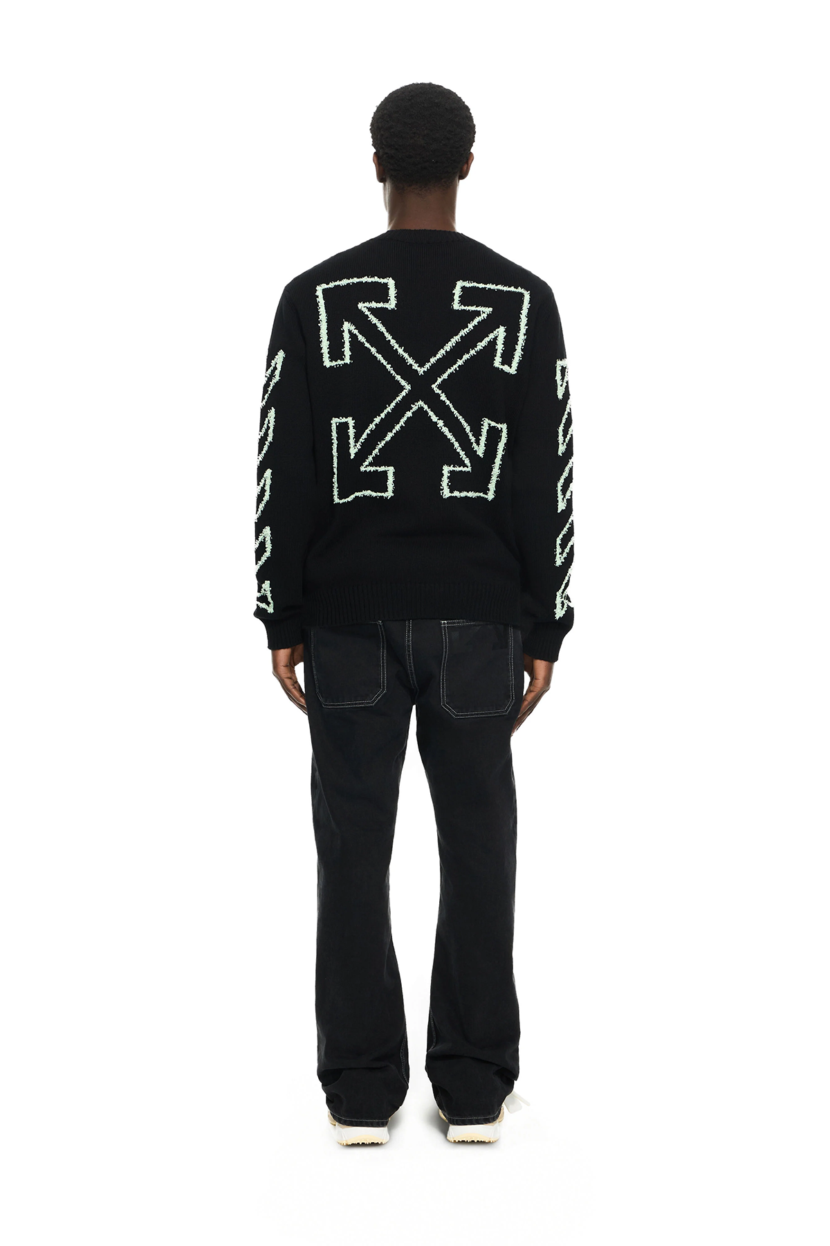 Off-White Herren Diagonal Arrow Fuzzy Crewneck Sweater Schwarz SCHWARZ Bild 4