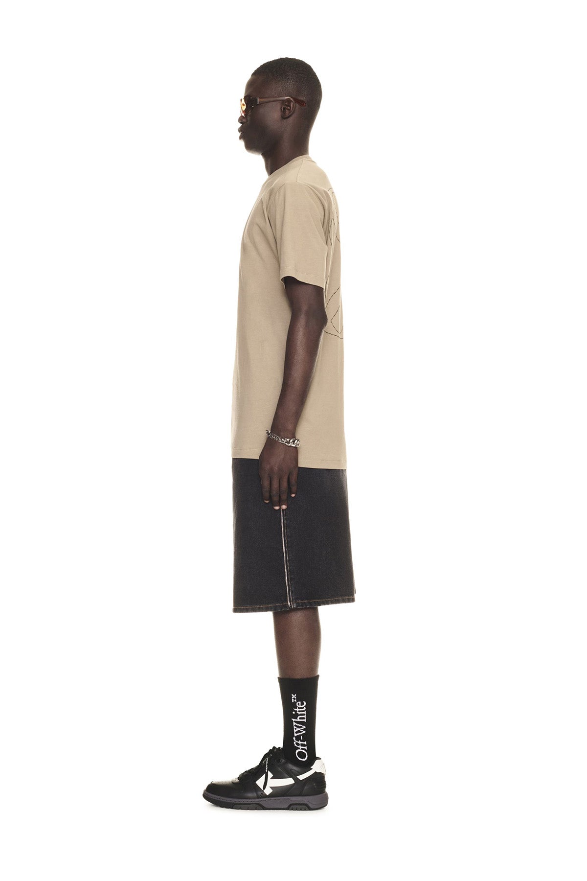 Off-White Herren Stitch Arrow Slim T-Shirt Beige BEIGE Bild 3