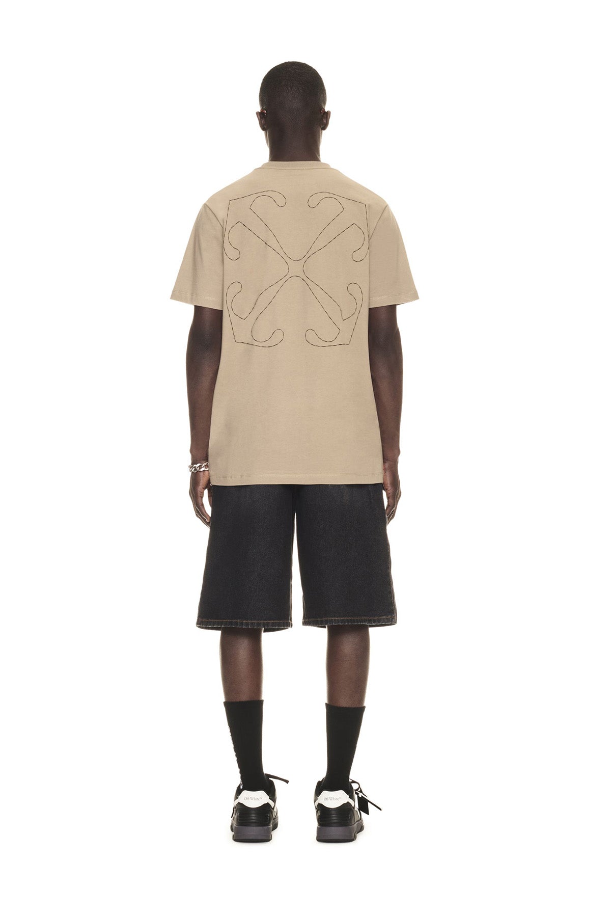 Off-White Herren Stitch Arrow Slim T-Shirt Beige BEIGE Bild 4