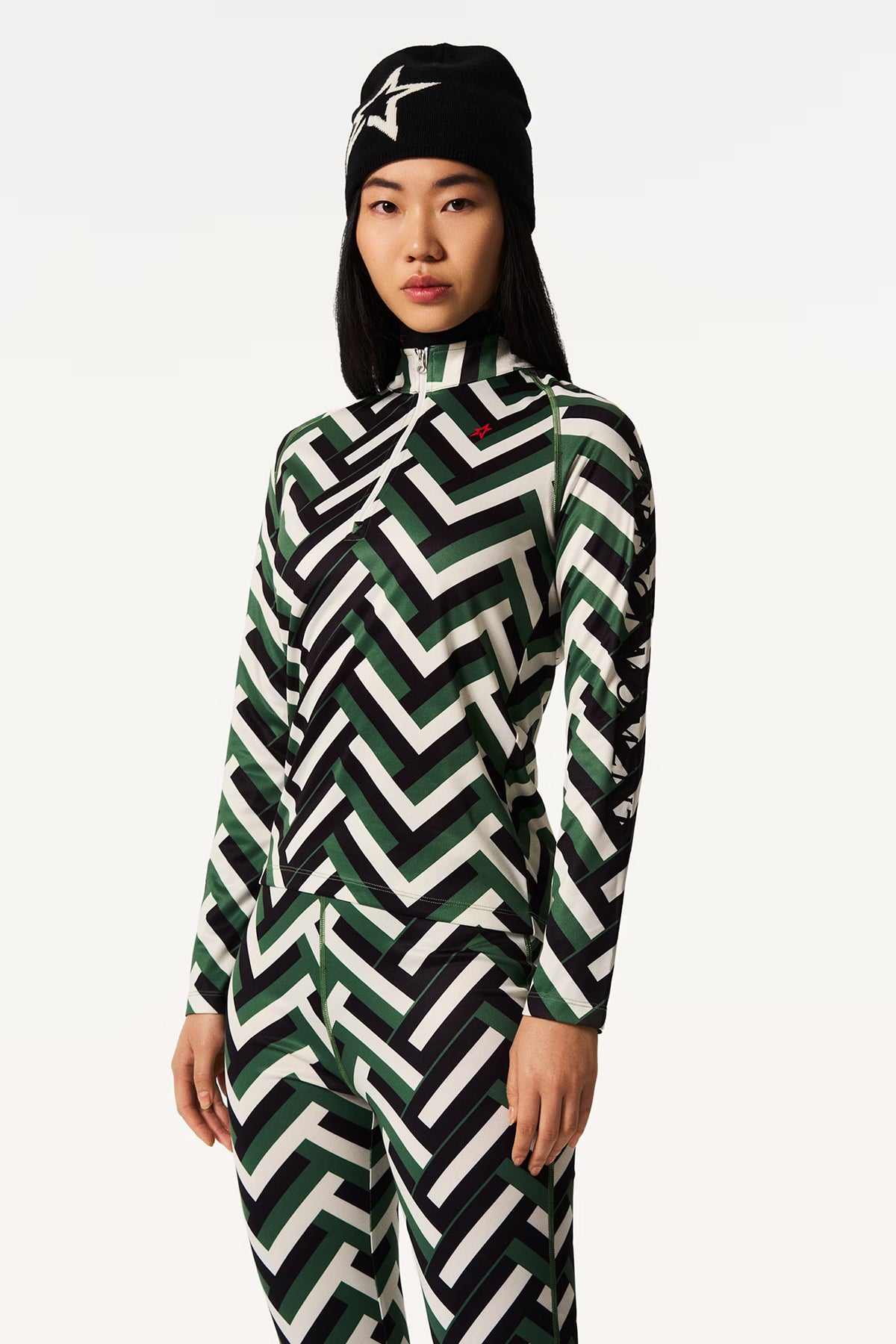 Perfect Moment Damen 1/4 Zip Baselayer Waffle Print Grün waffle print - green Bild 3