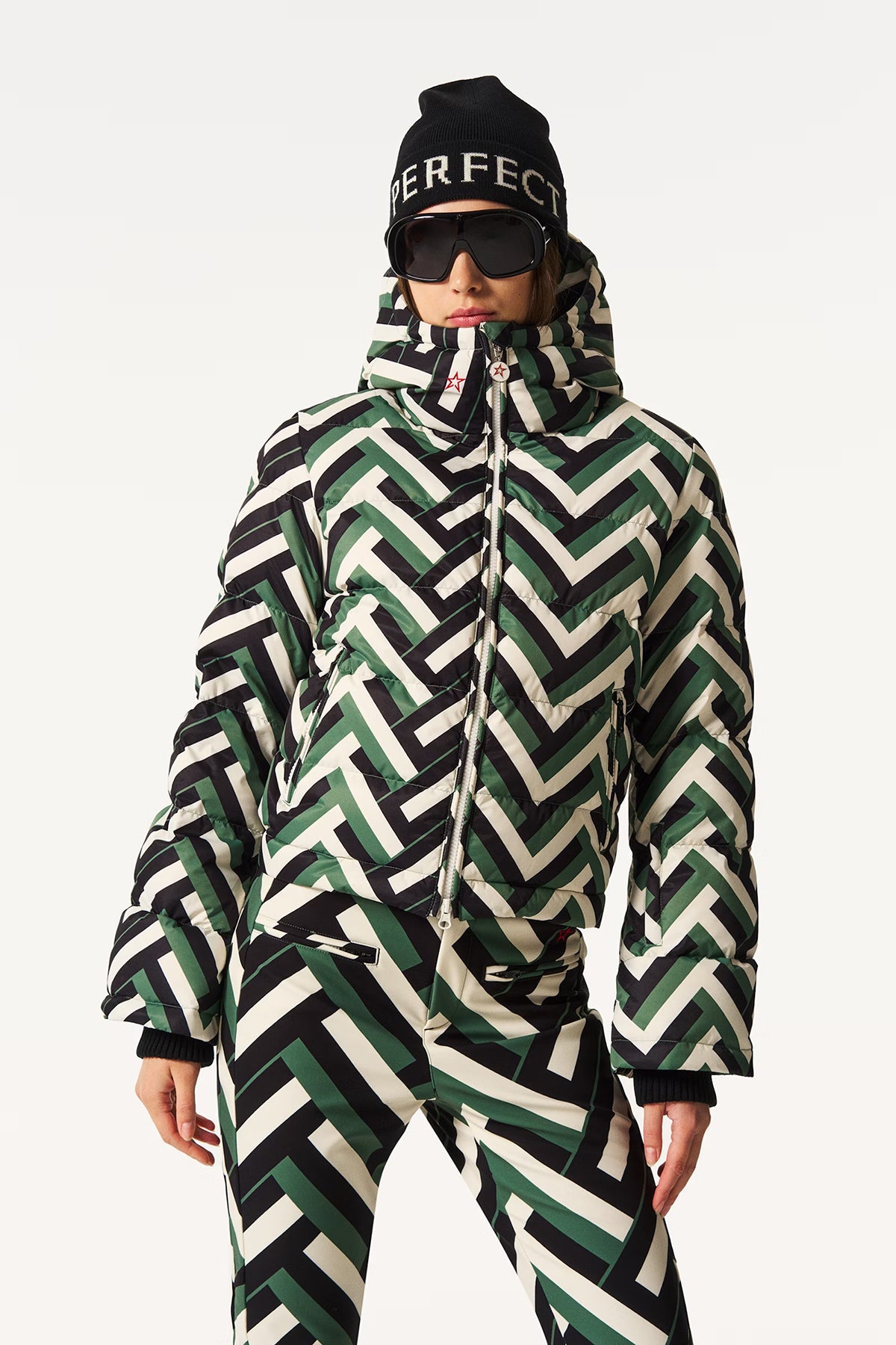 Perfect Moment Damen Skijacke Polar Flare Waffle Print Grün waffle print - green Bild 3