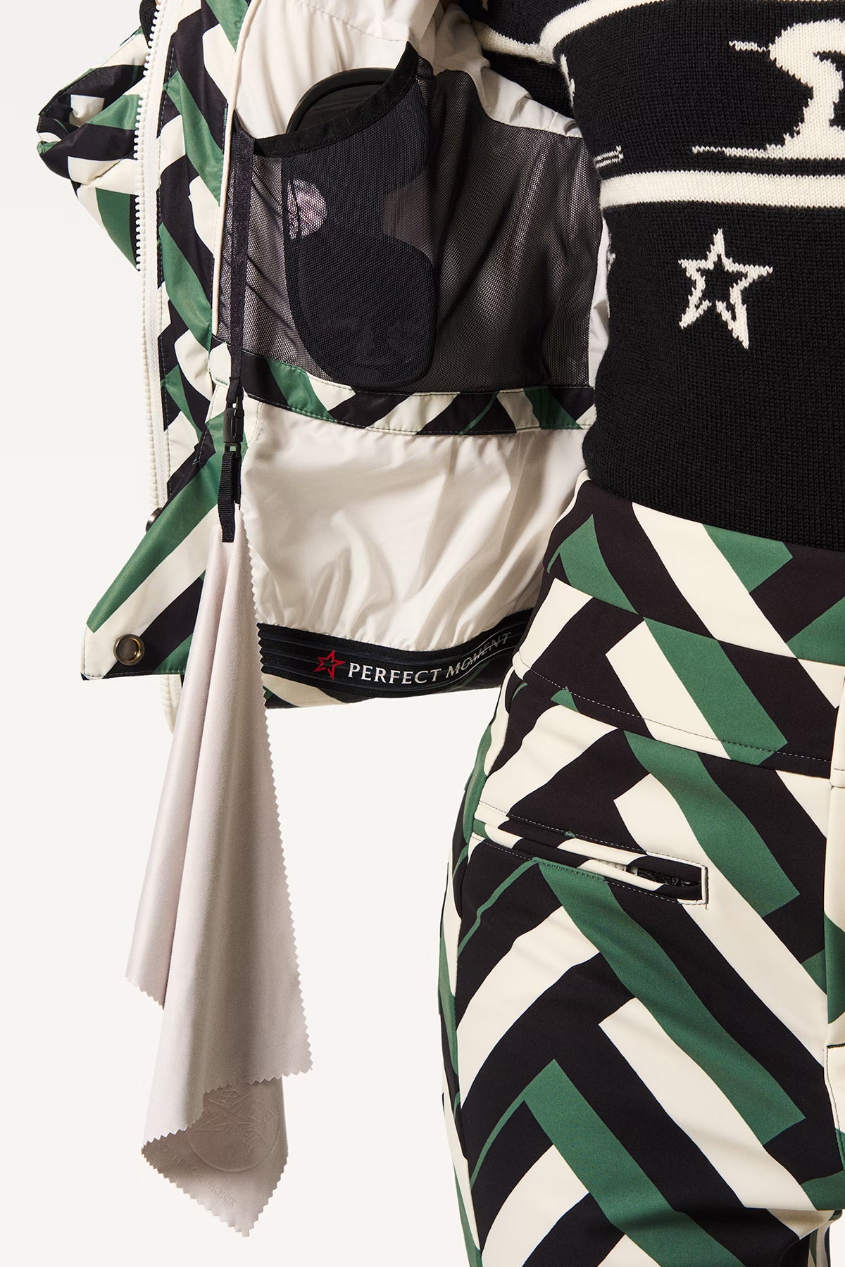 Perfect Moment Damen Skijacke Polar Flare Waffle Print Grün waffle print - green Bild 5