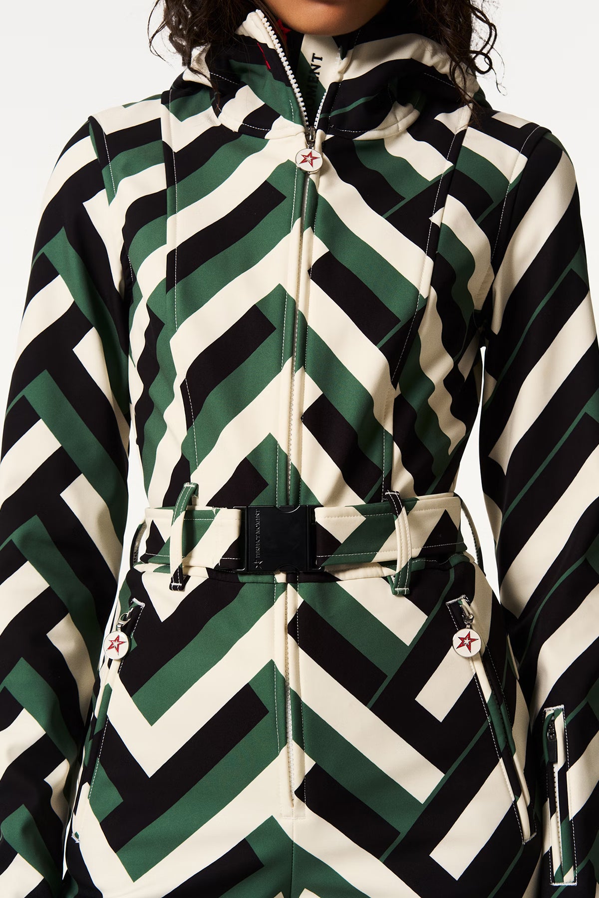 Perfect Moment Damen Skioverall Tignes Waffle Print Grün waffle print - green Bild 4