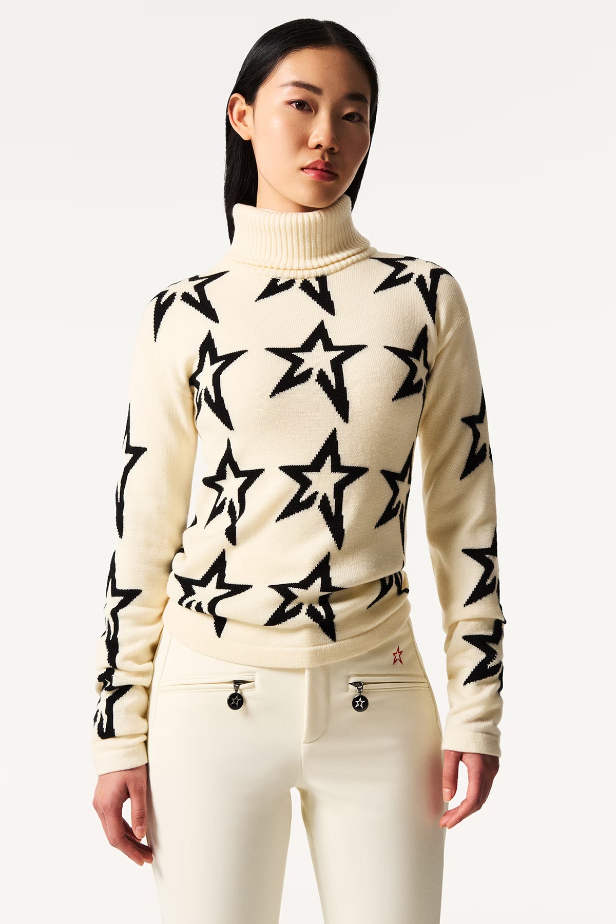 Perfect Moment Damen Strickpullover Stardust Snow White/Black Star WEISS Bild 3