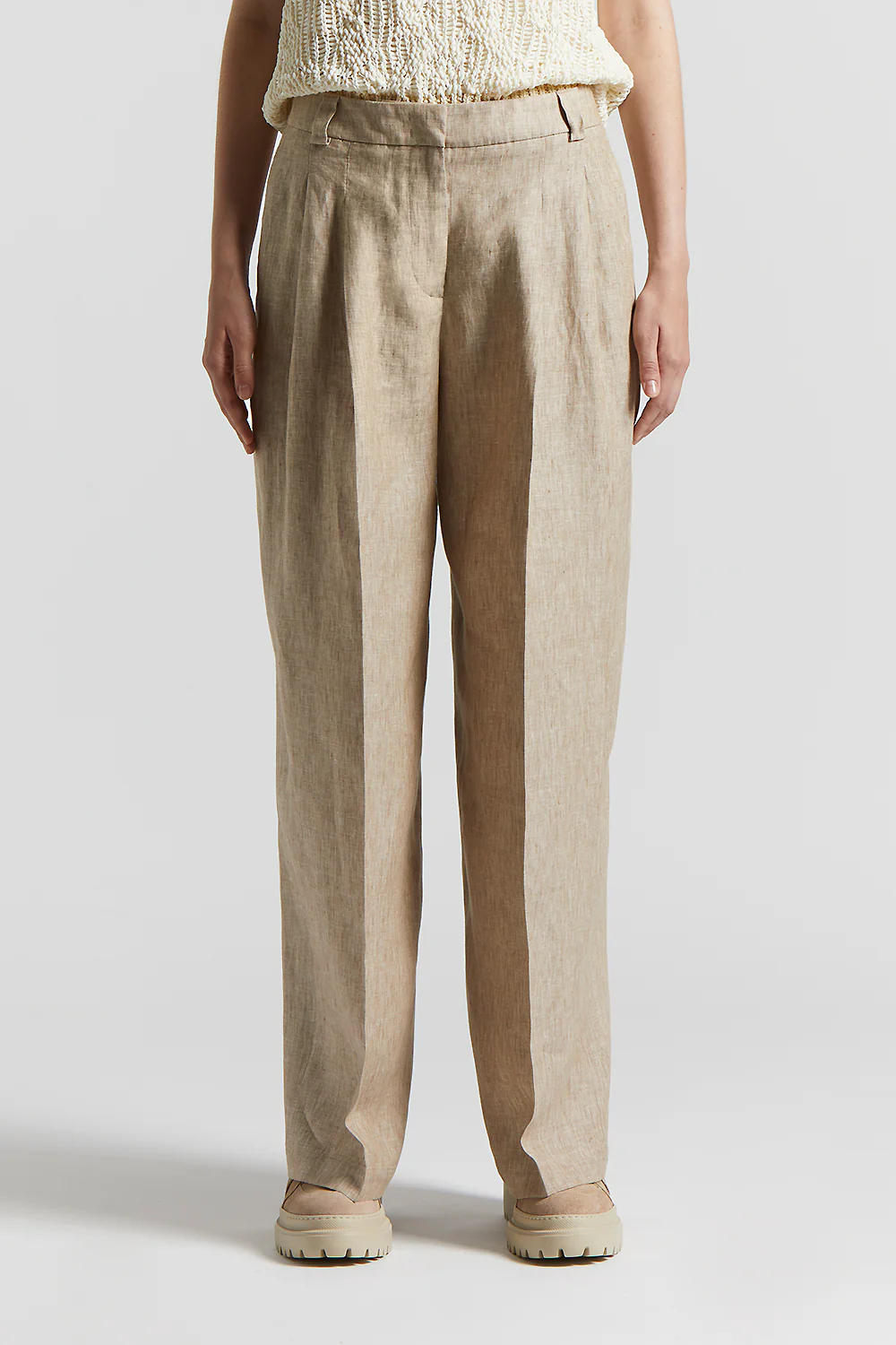 Peserico Damen Leinenhose Beige HELLBRAUN Bild 2