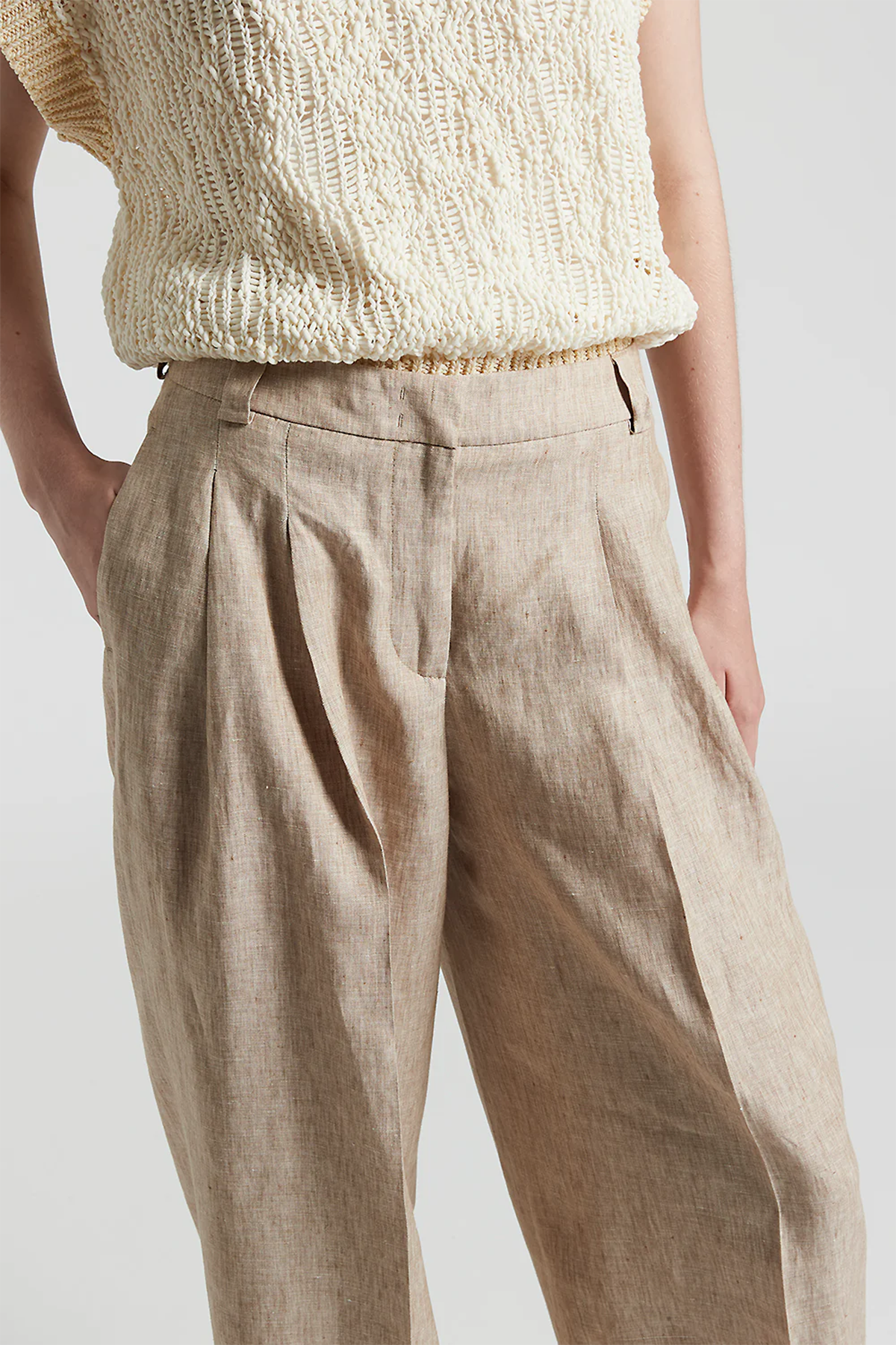 Peserico Damen Leinenhose Beige HELLBRAUN Bild 5